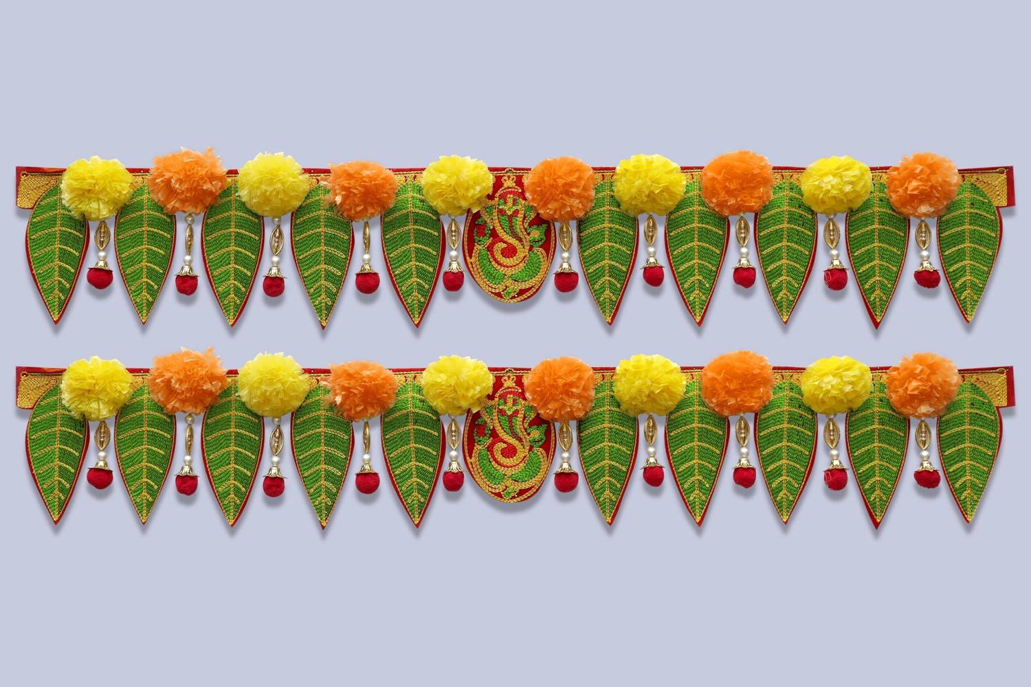 AGENZIA EXIM Traditional Marigold Orange flower home Decoration Toran. Pack of 2 Toran