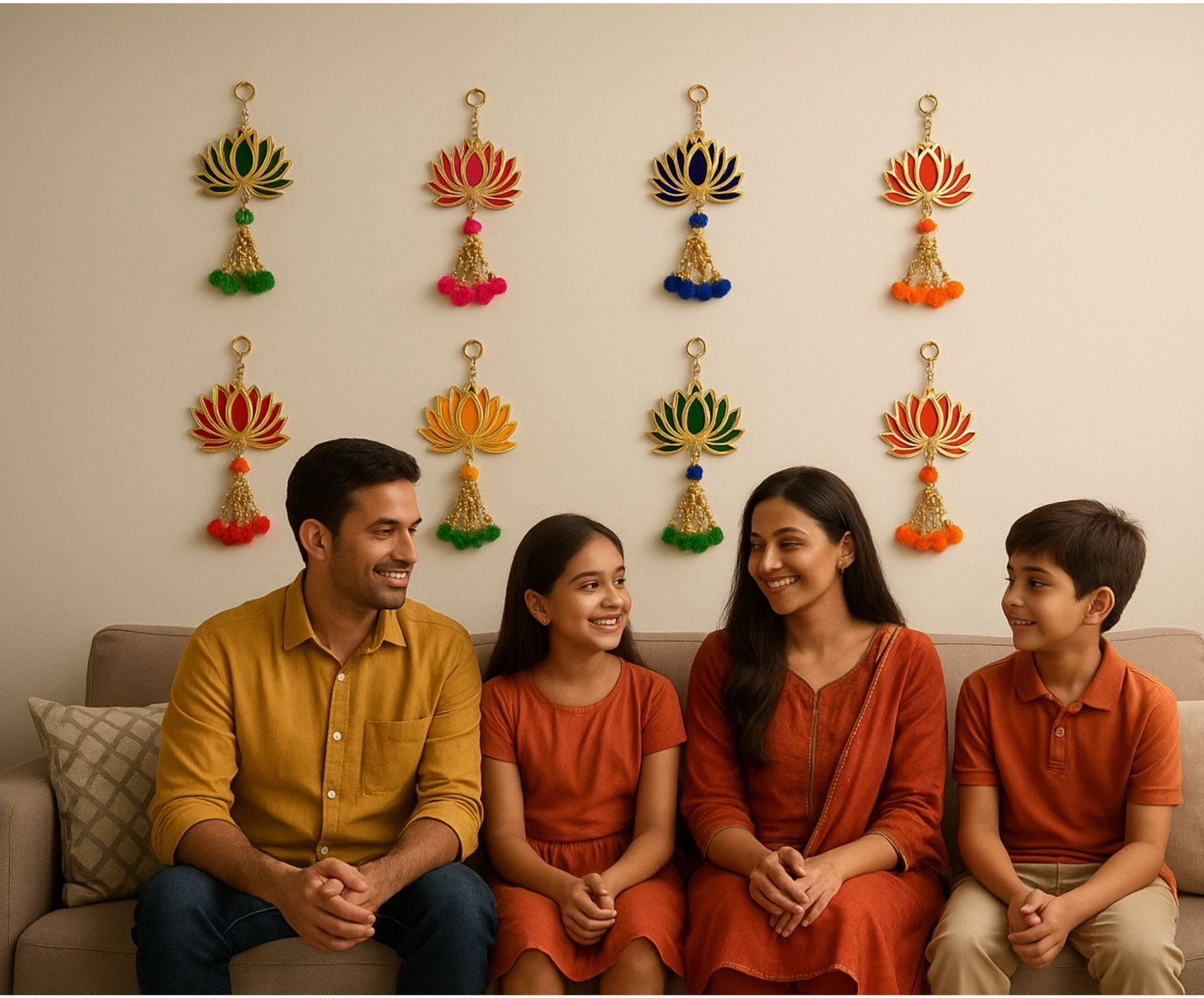 Image of Sazavat store Set of 6 Piece Multi Lotus Guchha Set for Backdrop and Decoration (9Inches) Toran