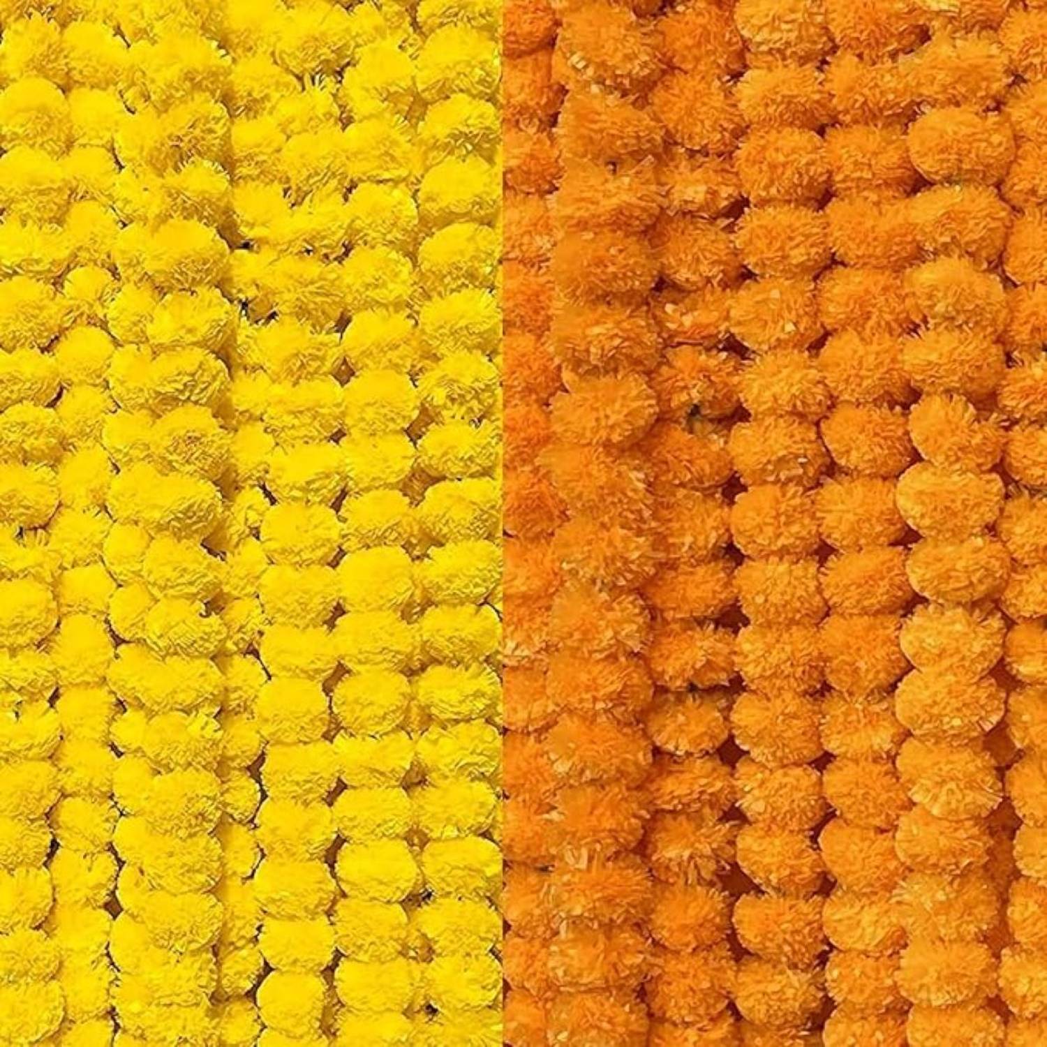 Calado Yellow Orange Artificial Marigold Garlands (Pack of 10) Toran