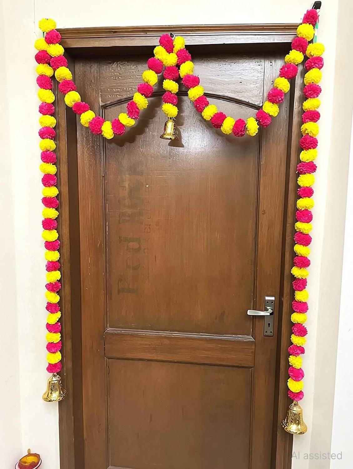 AARSHI CREATION Artificial Marigold Fluffy Flower Single Line Toran Set Door Hanging Toran