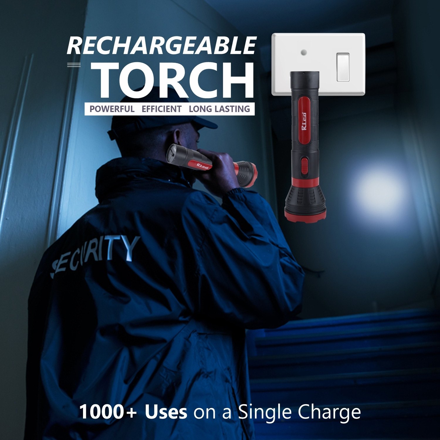 Image of Rico RT1526 Rechargeable Torch Light| Emergency Led Torch Light| Upto 2700 CM Torch