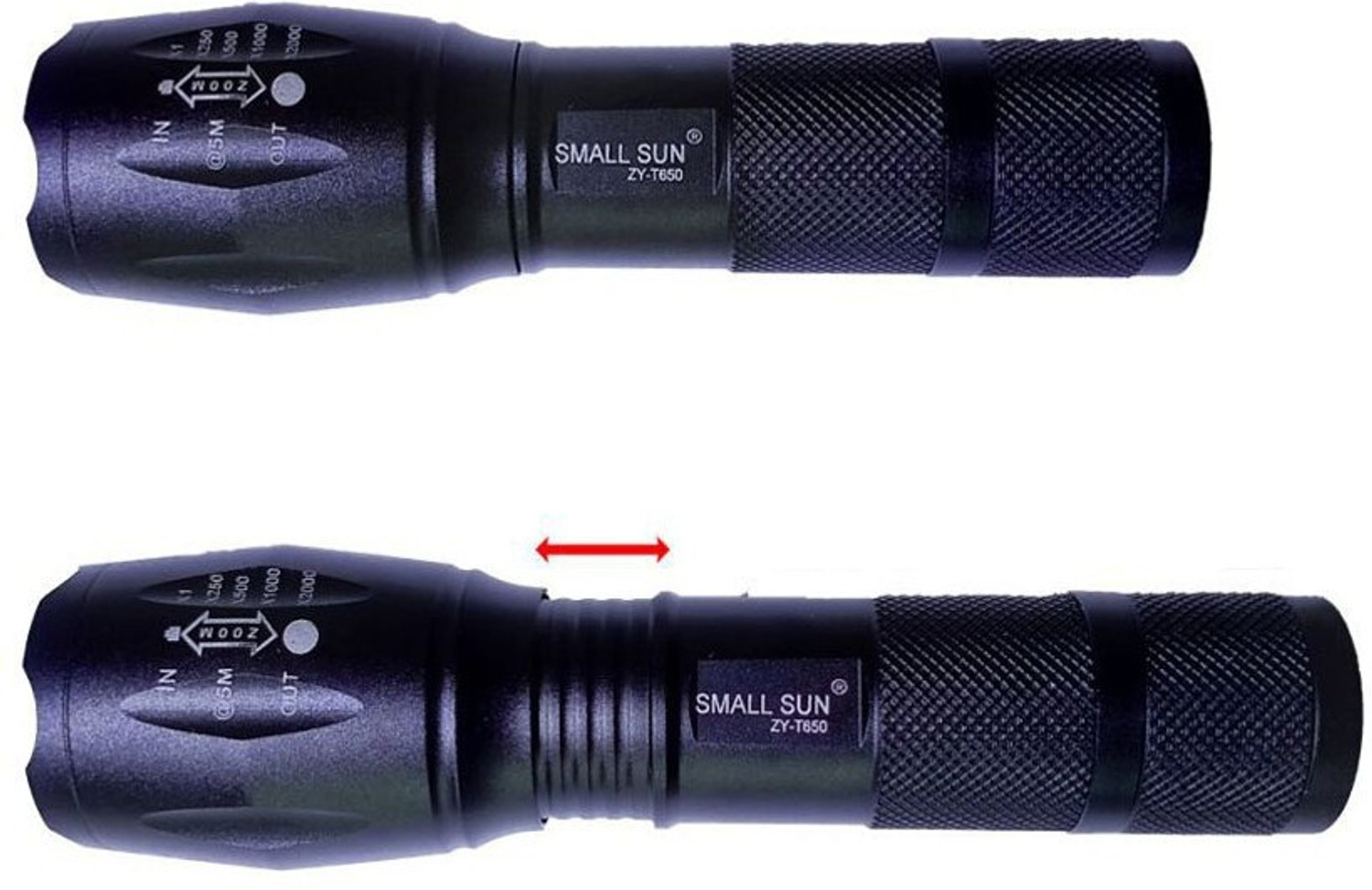Image of Small Sun 5 Mode LED Torch with Super Bright Technology , Military Quality LED Torch Range : 200m Full Metal Body Torch