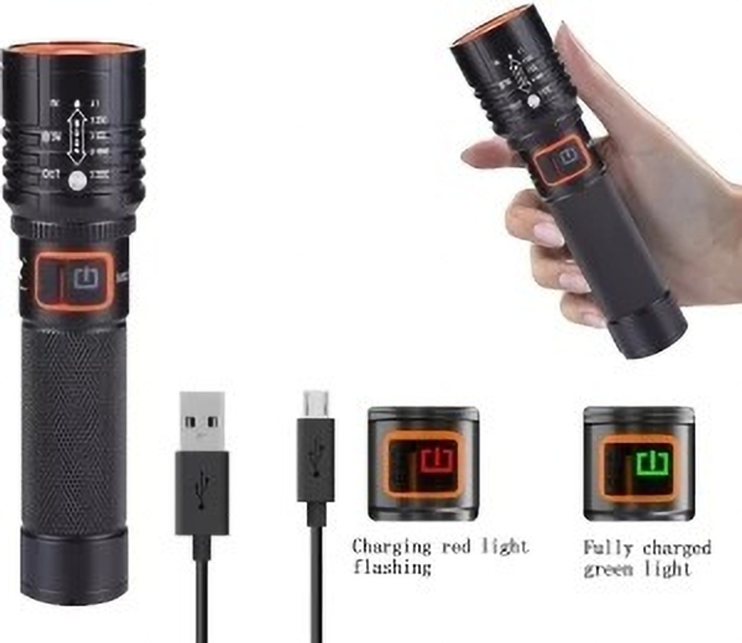 Image of Sument M 035 (ZOOMABLE METAL)5 Modes Flashlight, Super Bright Cree T6 LED Light Torch