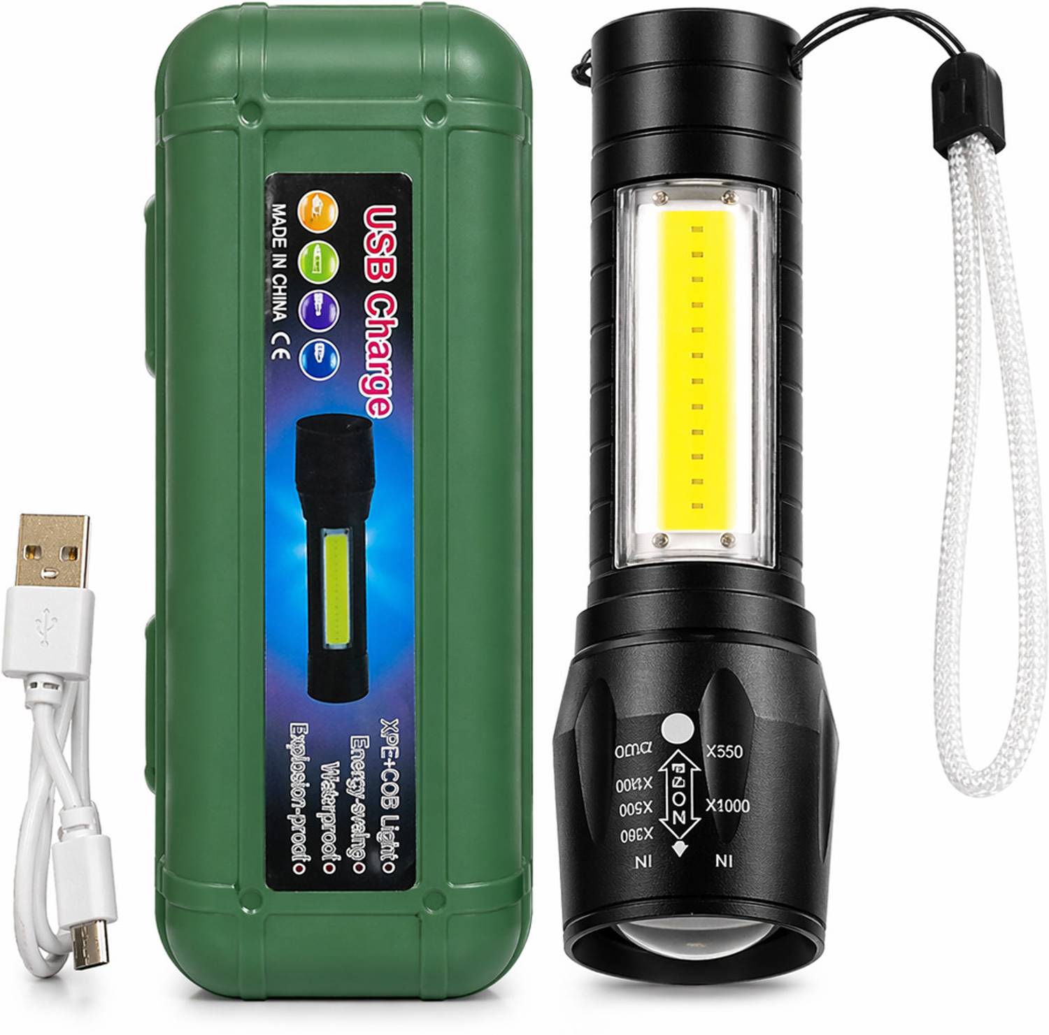 Brightlite Rechargeable LED Torch Light with Side COB Light | High Power Flashlight Torch