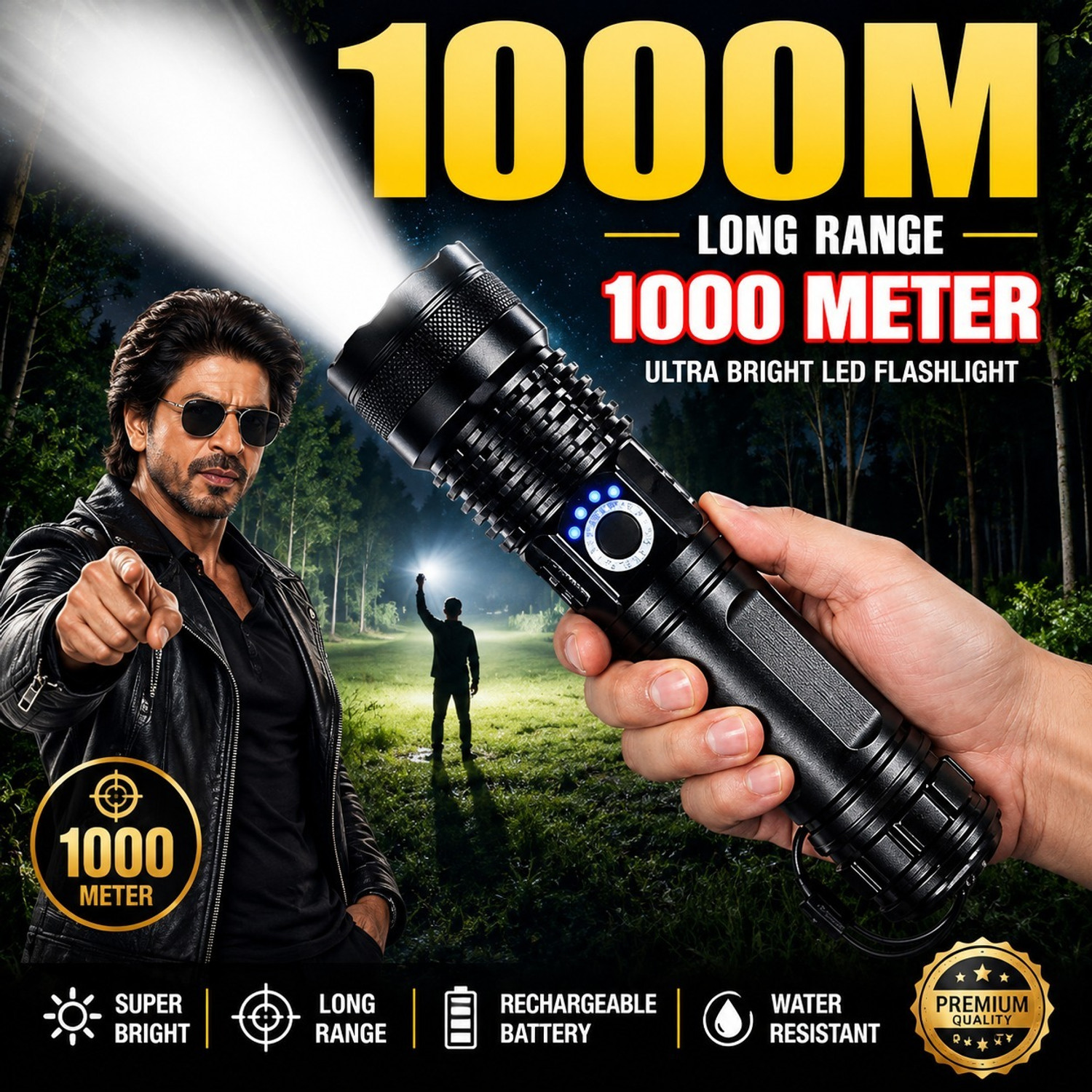 Image of EPONYMOUS M376 (ZOOMABLE LED) Led Long Range Torch (Black, 17.5 cm, Rechargeable) Torch