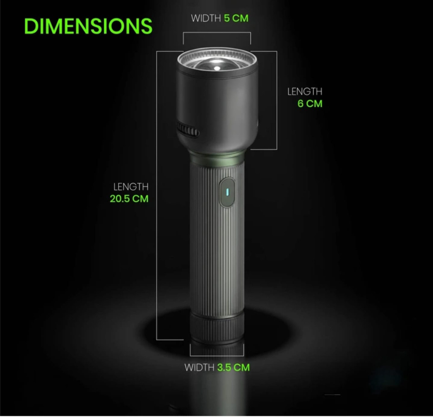 Image of PICSTAR RL-M59 Waterproof Metal LED Flashlight 200W with Adjustable Focus & Type-C Cable Torch