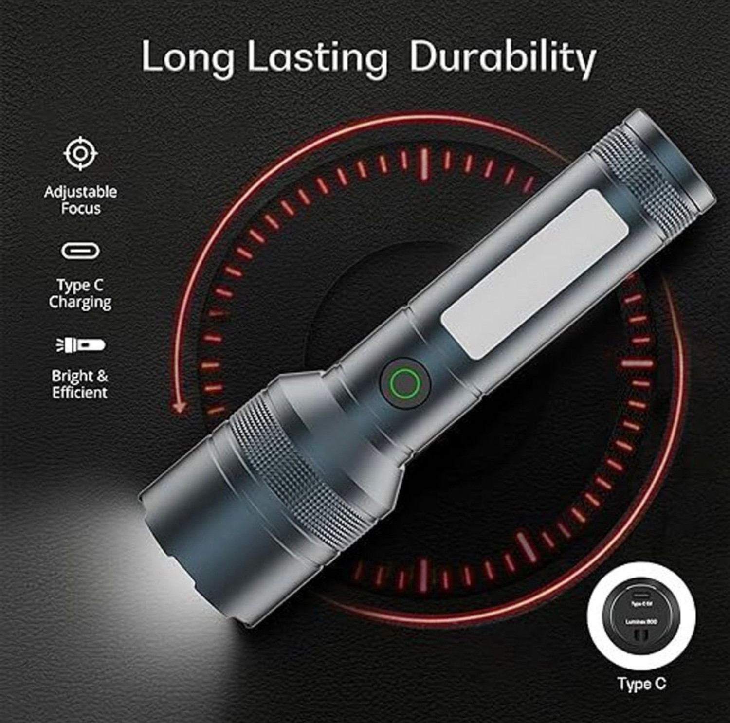 Image of Oximus Rechargeable LED Flashlight High Bright 5 Modes, medium / low / sos Modes Focus Torch