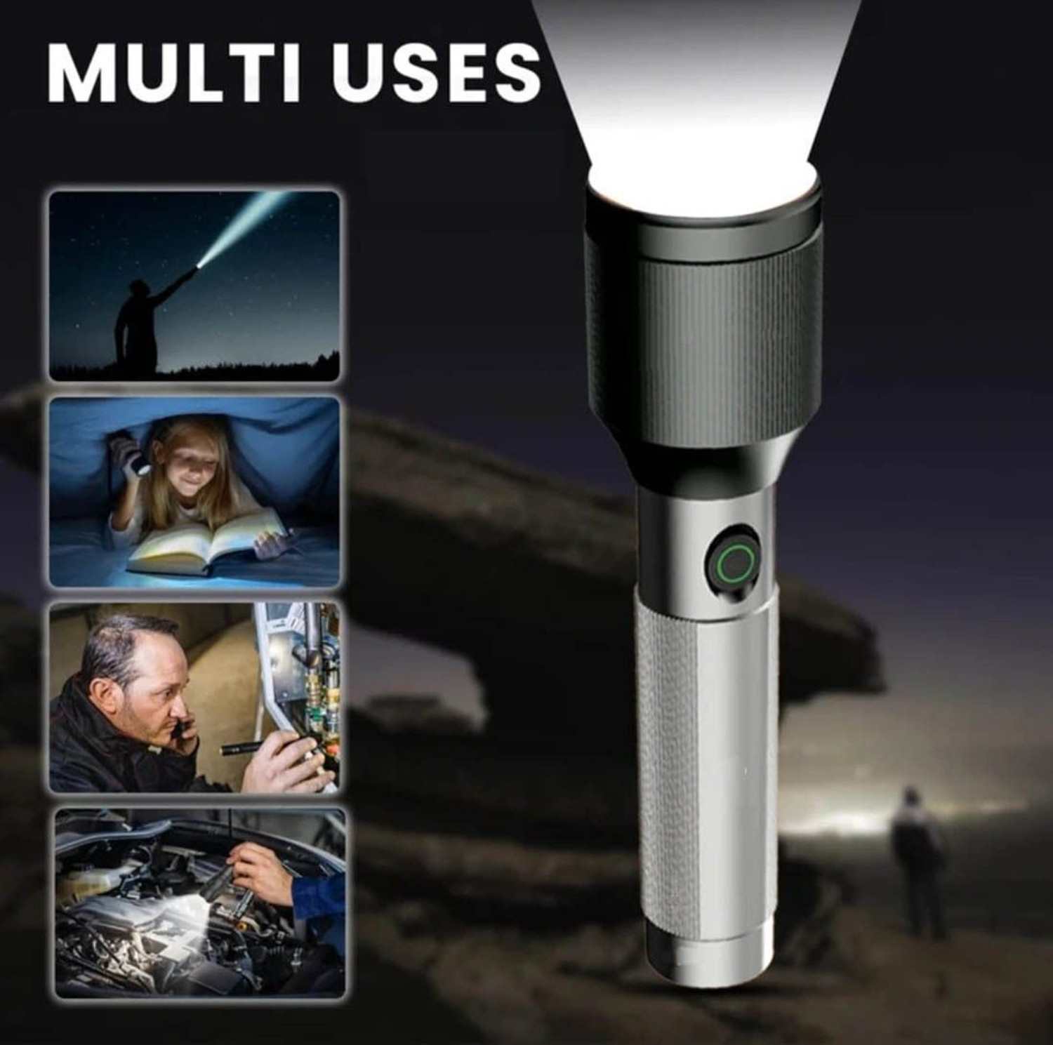 Image of Kay-Joy Powerful 100W LED Metal Torch RL-M11 - Laser LED & Type-C Charging Torch