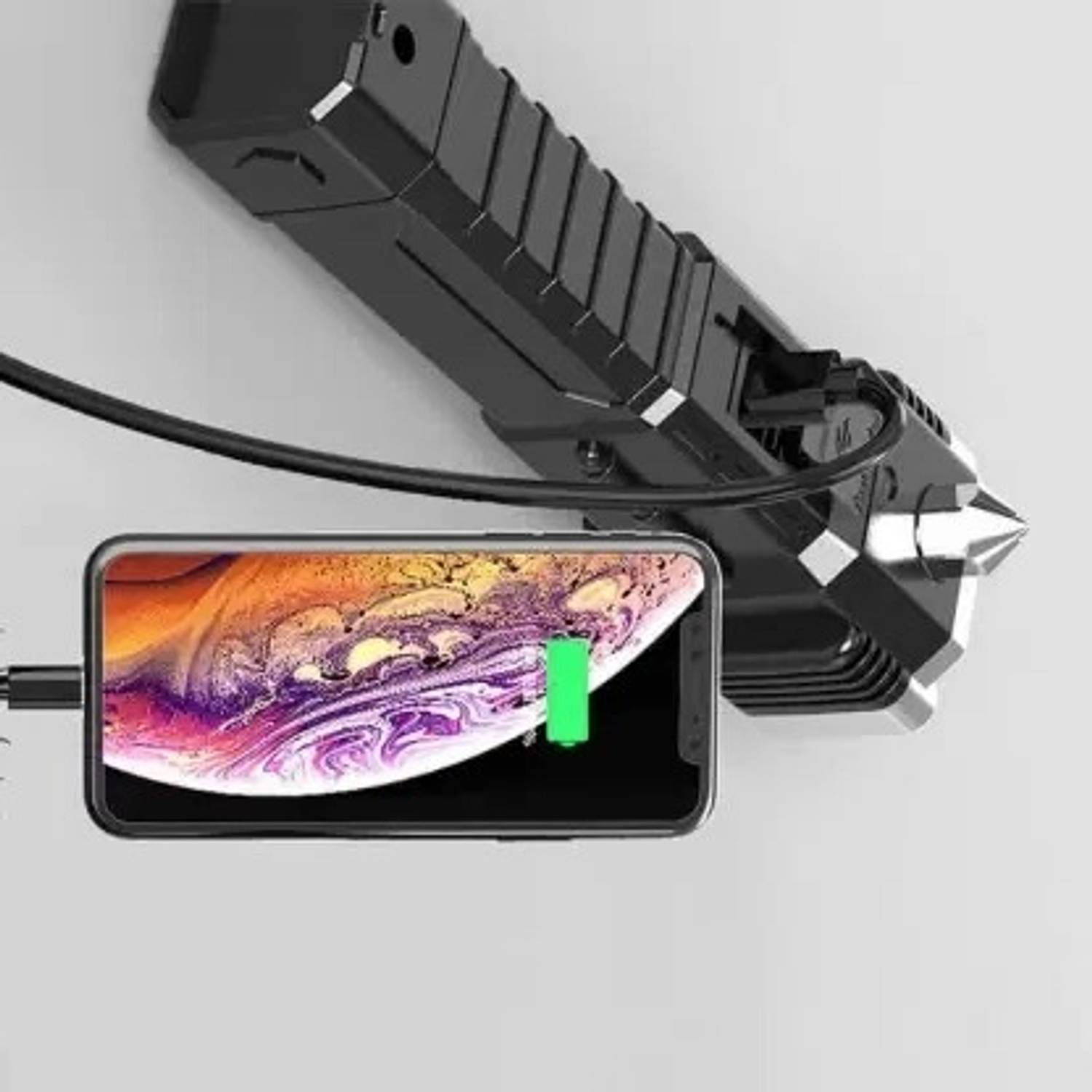 BSVR 4Modes LED Torch+Hammer+Seat Belt Cutter+Power Bank 79 Torch