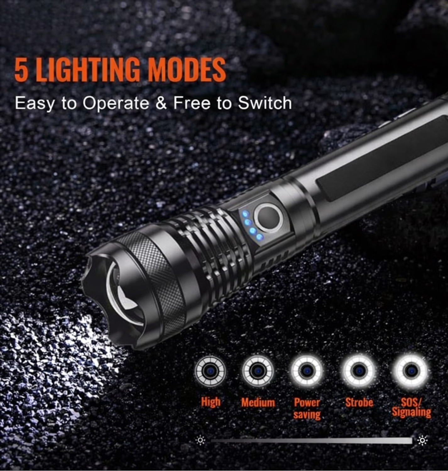 Image of HYMASA KZ-982 Professional LED Torch with Zoom Focus & High Brightness Beam 12 hrs Torch Emergency Light