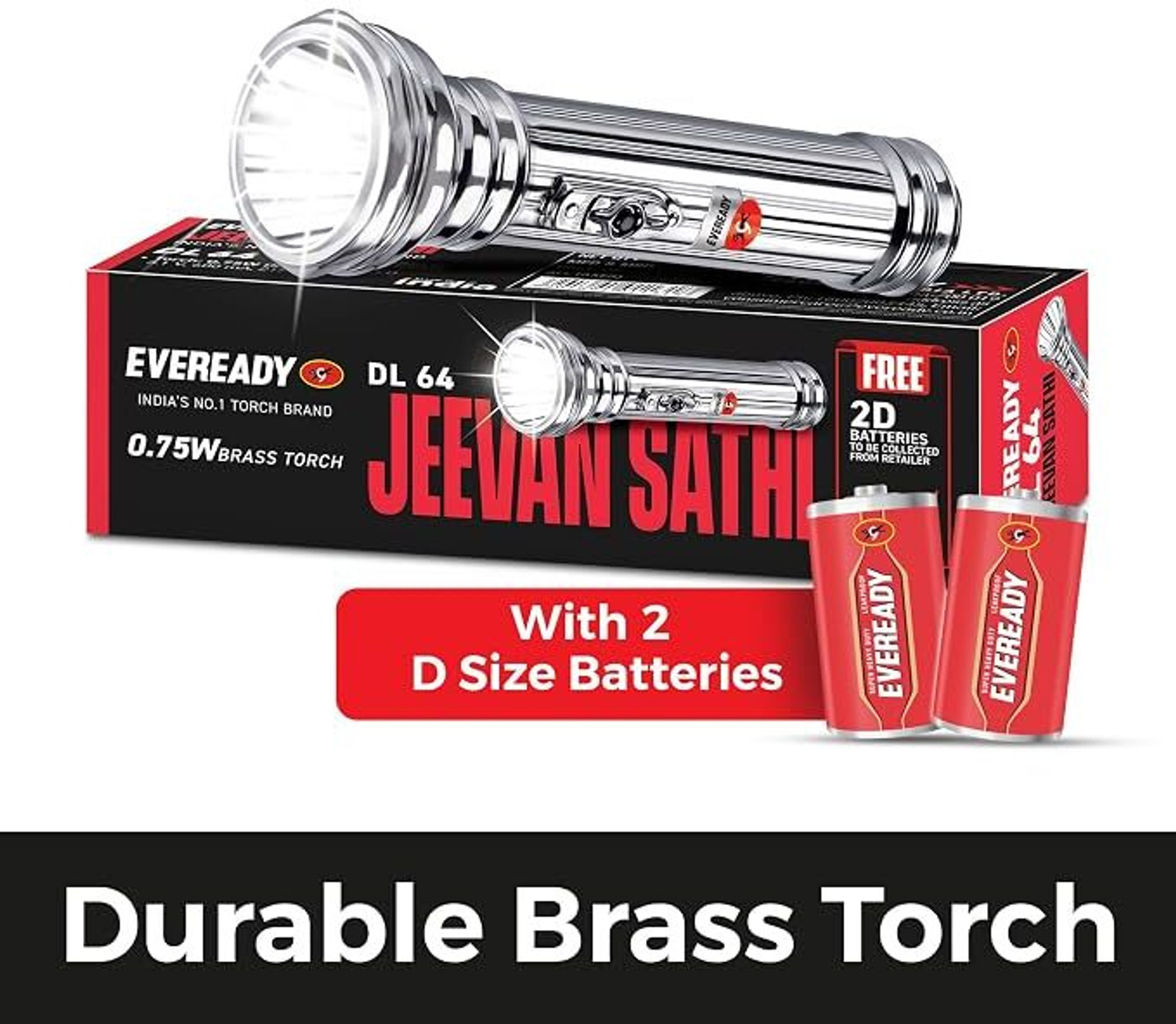 Image of EVEREADY Jeevansathi DL64, 0.75W Retro Emergency LED Torch Pack Of 4 Torch