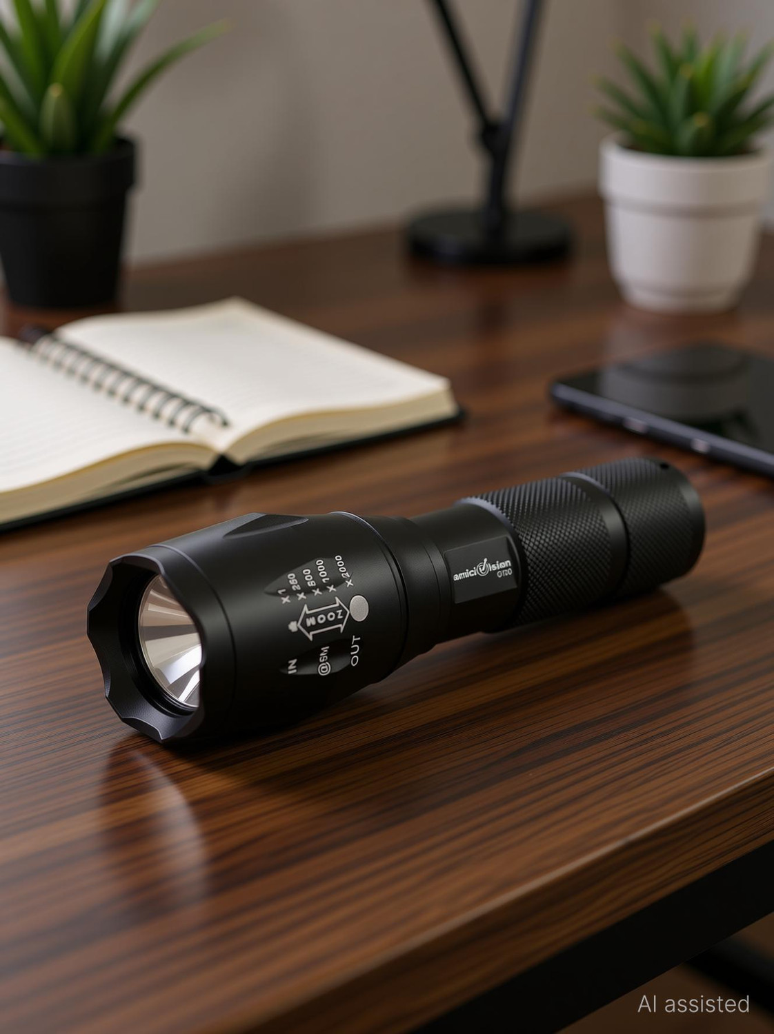 Image of amiciVision Flashlight LED Tactical Best T6 G700 Water Resistance 5 Modes Adjustable Focus Torch