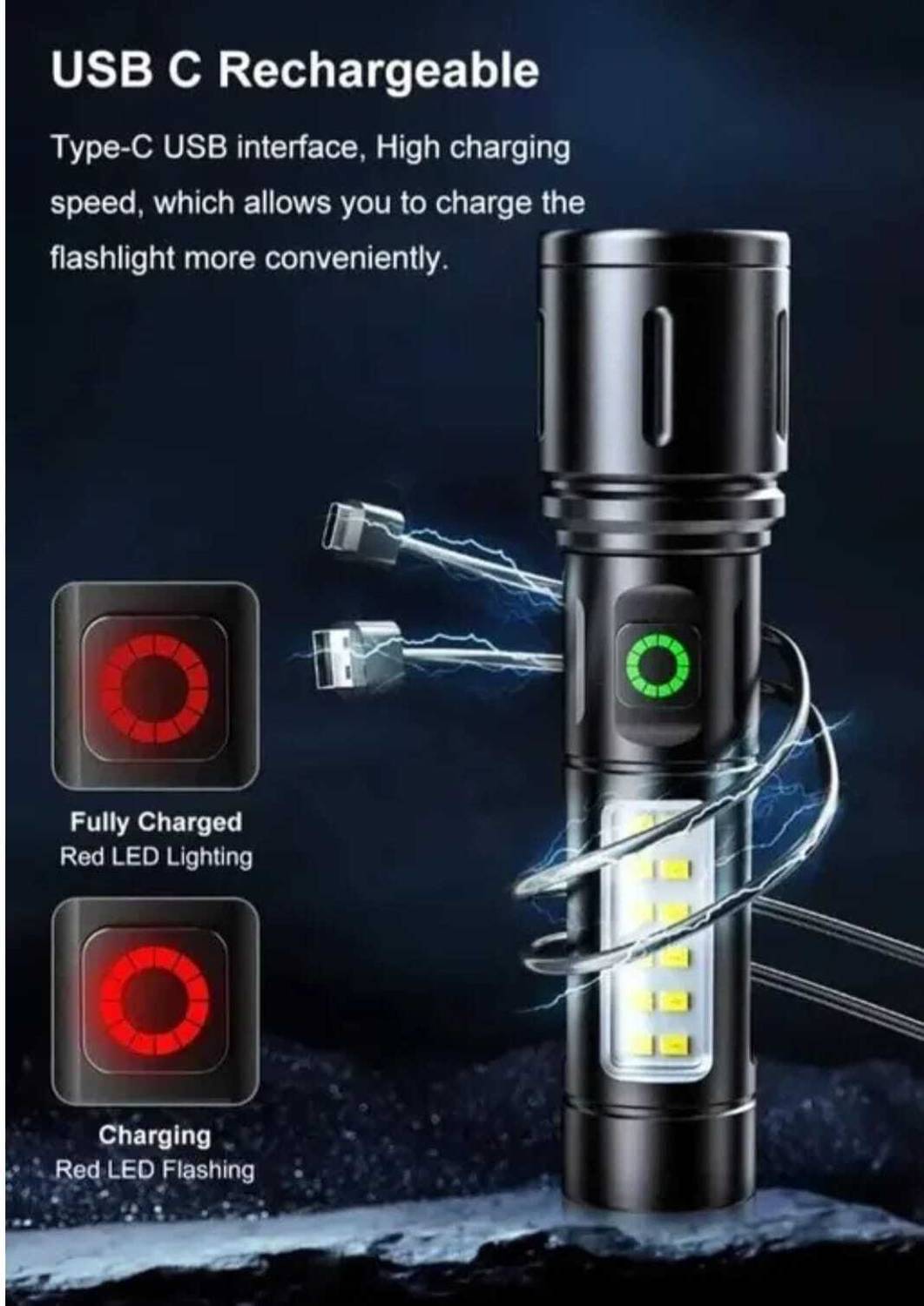 joyal ZY 618 (RECHAREABLE LED METAL TORCH) Zoomable 6 Modes 15W+