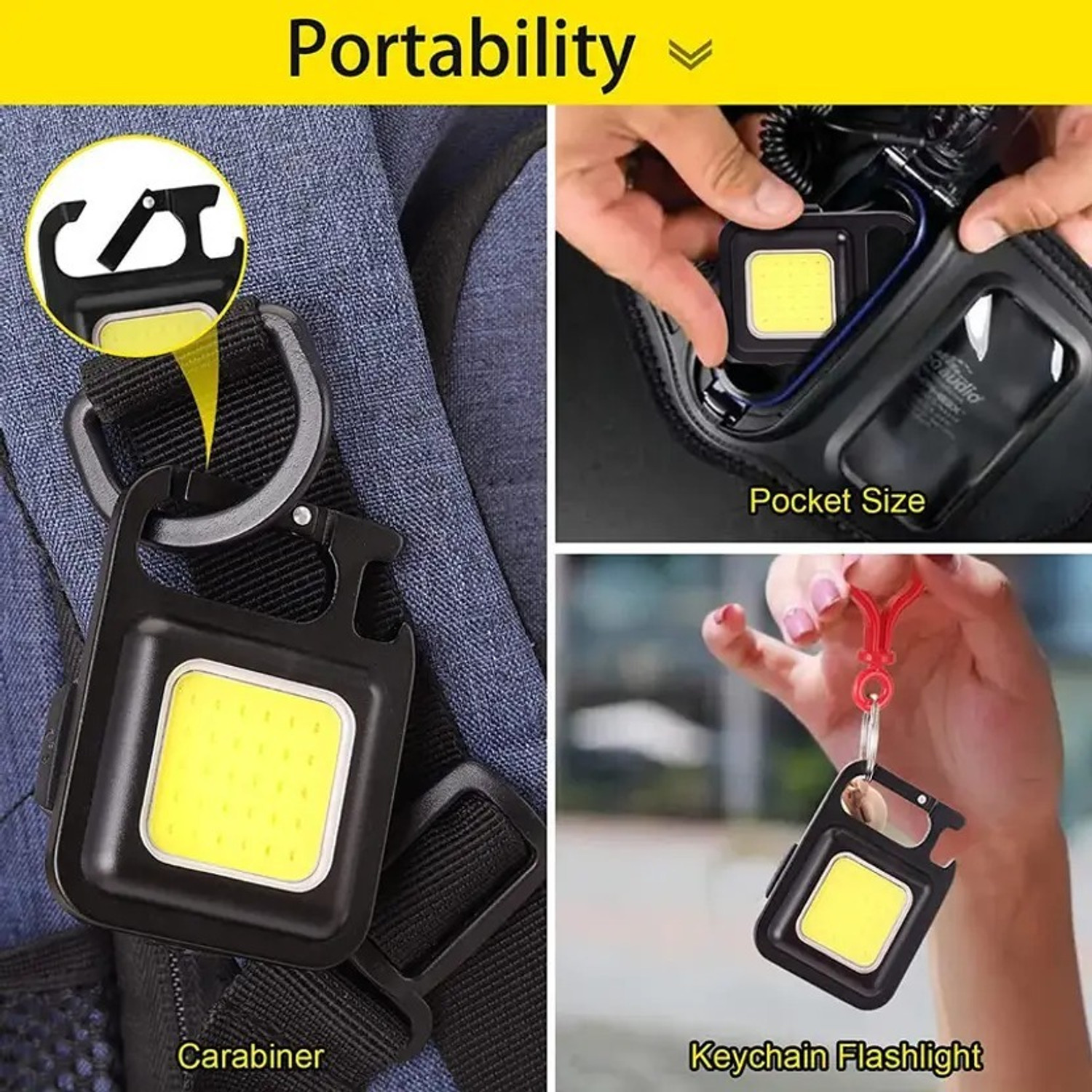 Image of Dominic Combo of COB Rechargeable Keychain Flashlight and MA$K| 800 Lumens Super Bright Light Strip