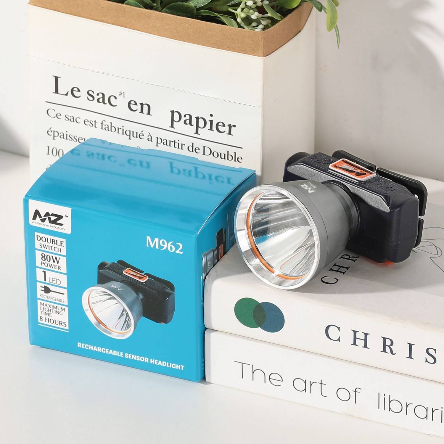 MZ M962 (Rechargeable LED Headlamp) 80W Zoomable Lense 8 Hours