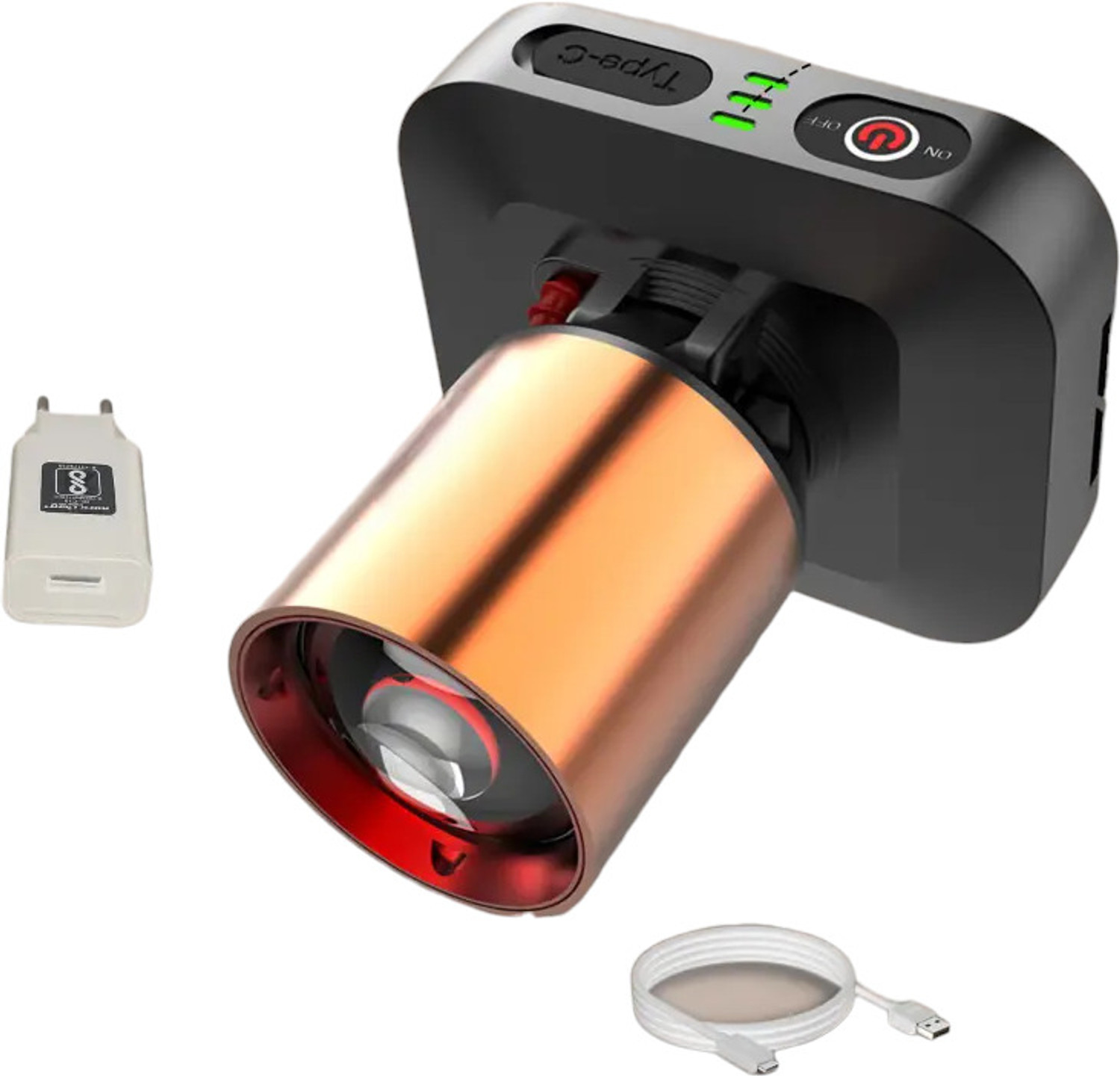Image of GLOWISH STRONG METAL BODY RECHARGEABLE DUAL POWER BATTERY ZOOM LED MULTI USE HEAD LAMP Torch