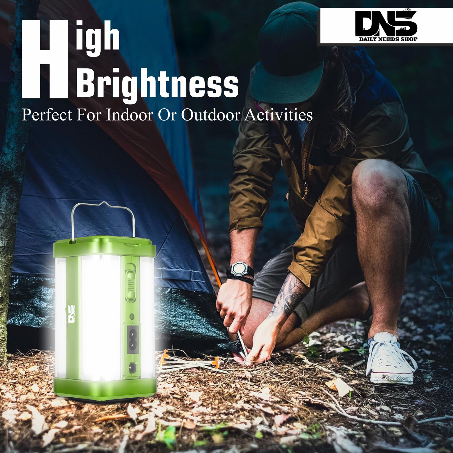 Image of Daily Needs Shop Solar Rechargeable 4 Side Tube With 2 Mode Extra Bright Lantern Outdoor / Travel Torch