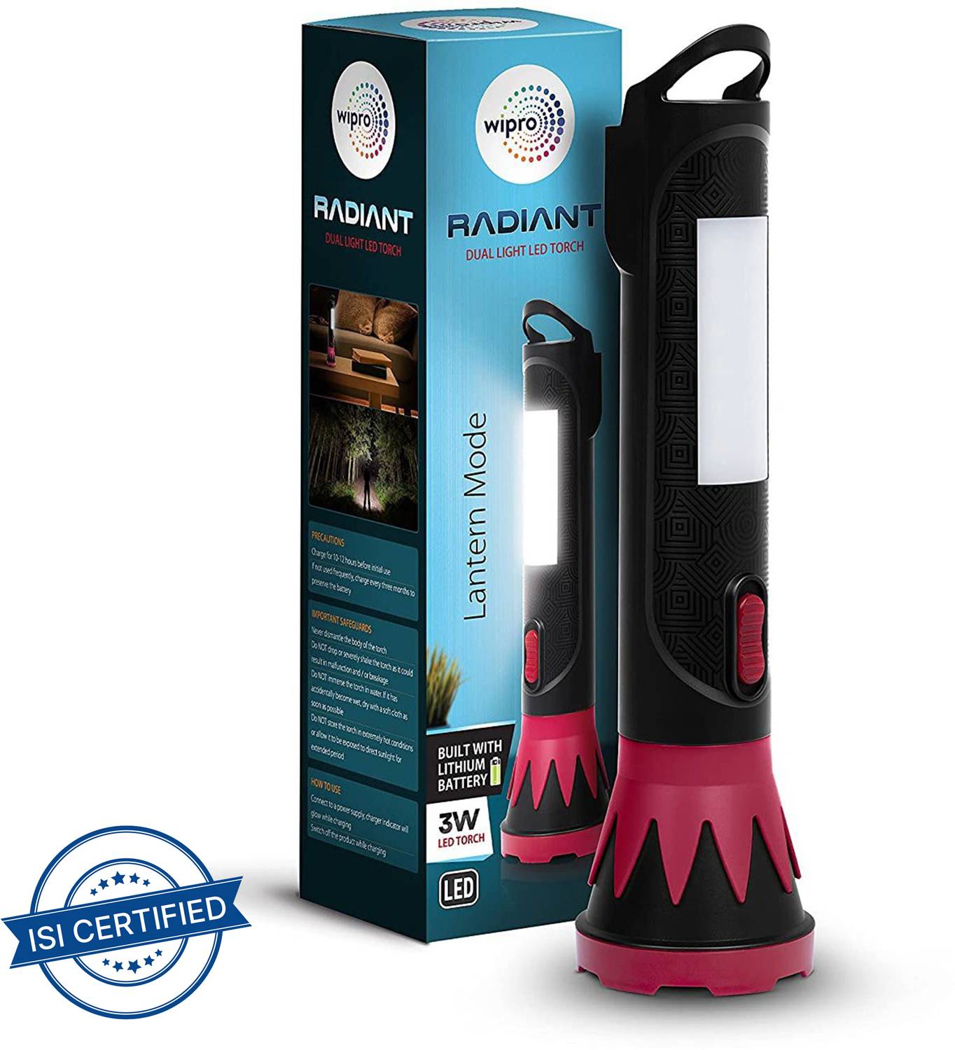 Wipro 3W Radiant Dual Light LED Torch