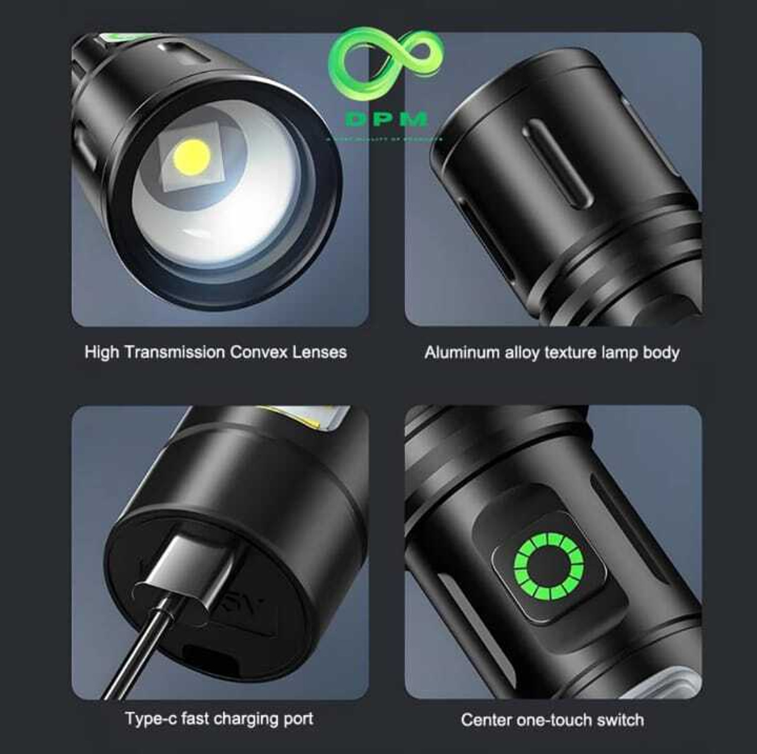 Image of TANSHA 603 Zoomable Metal 5 Modes Flashlight, Super Bright Cree T6 Led Light Torch Torch
