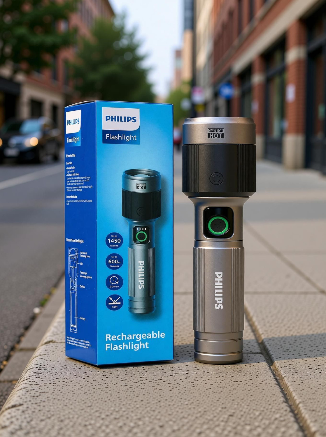 Image of PHILIPS Aircraft Aluminium Alloy, Zoom LED Flashlight - 1450 lm, 2200mAh, SFL2101 /56 Torch