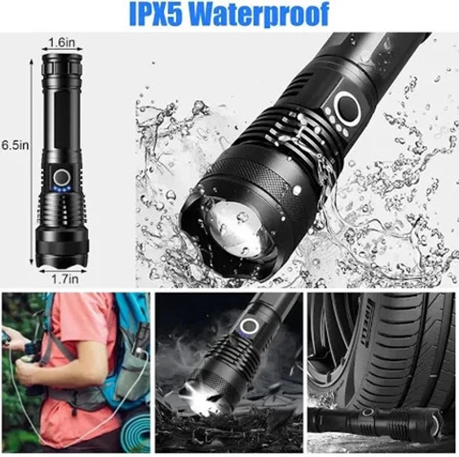Image of CRENTILA 1km Long Range with 3 Light Modes, Adjustable Portable Powerful Torchlight Torch