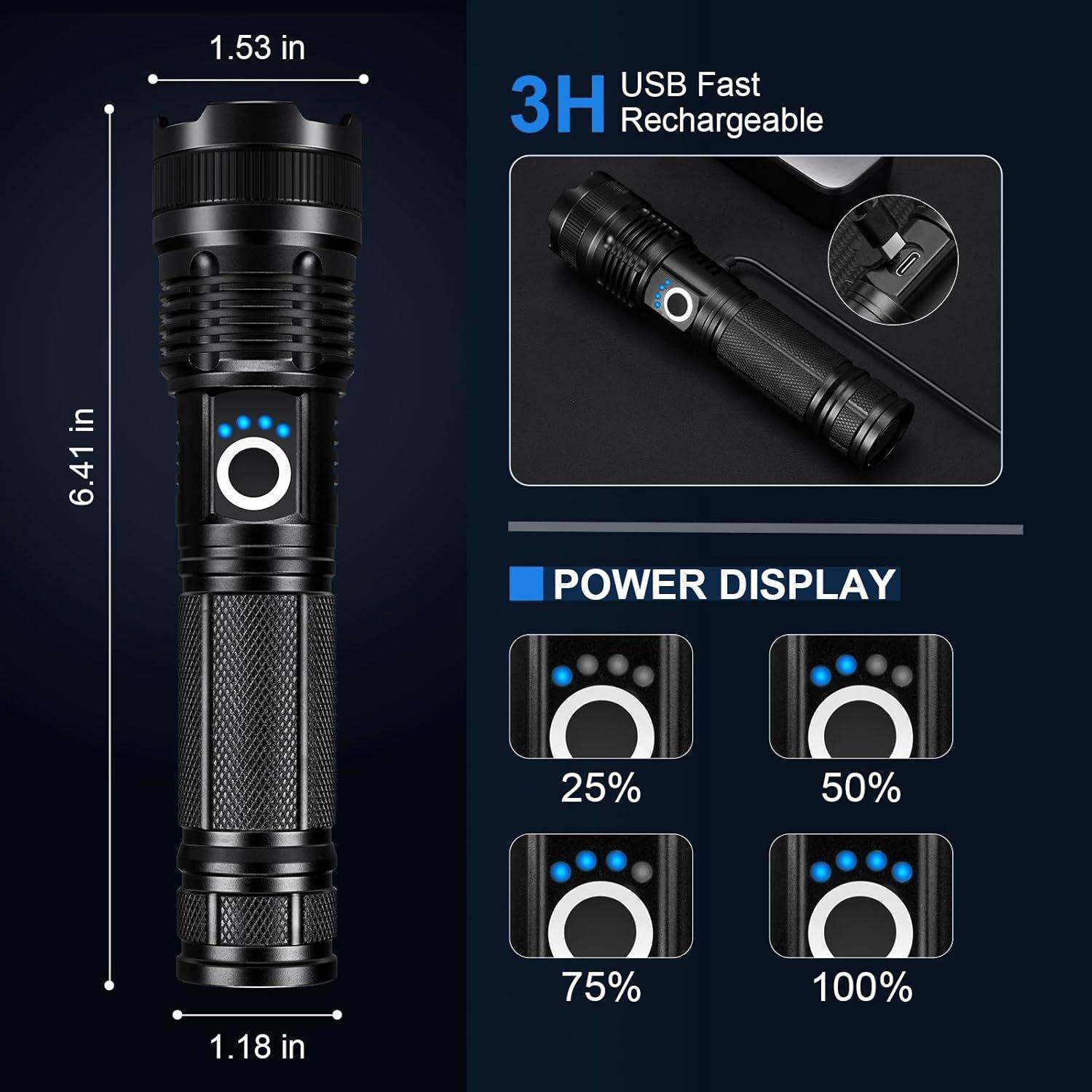 CRENTILA Rechargeable LED Flashlight 5 Modes - Image 4