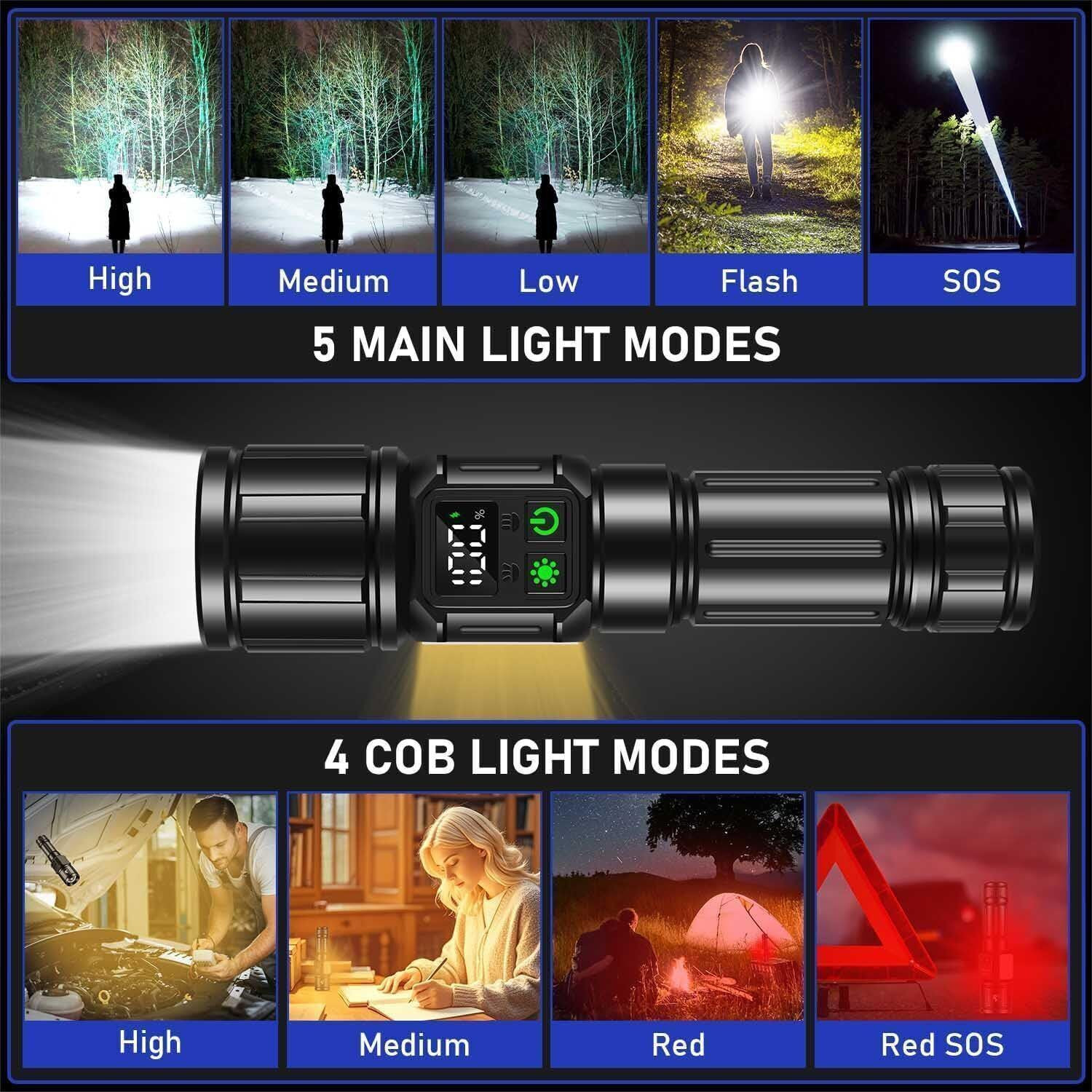 Image of Svoko Torch Light High Power, IP67 Waterproof Led Charging Flashlight, 2km Long Range Torch