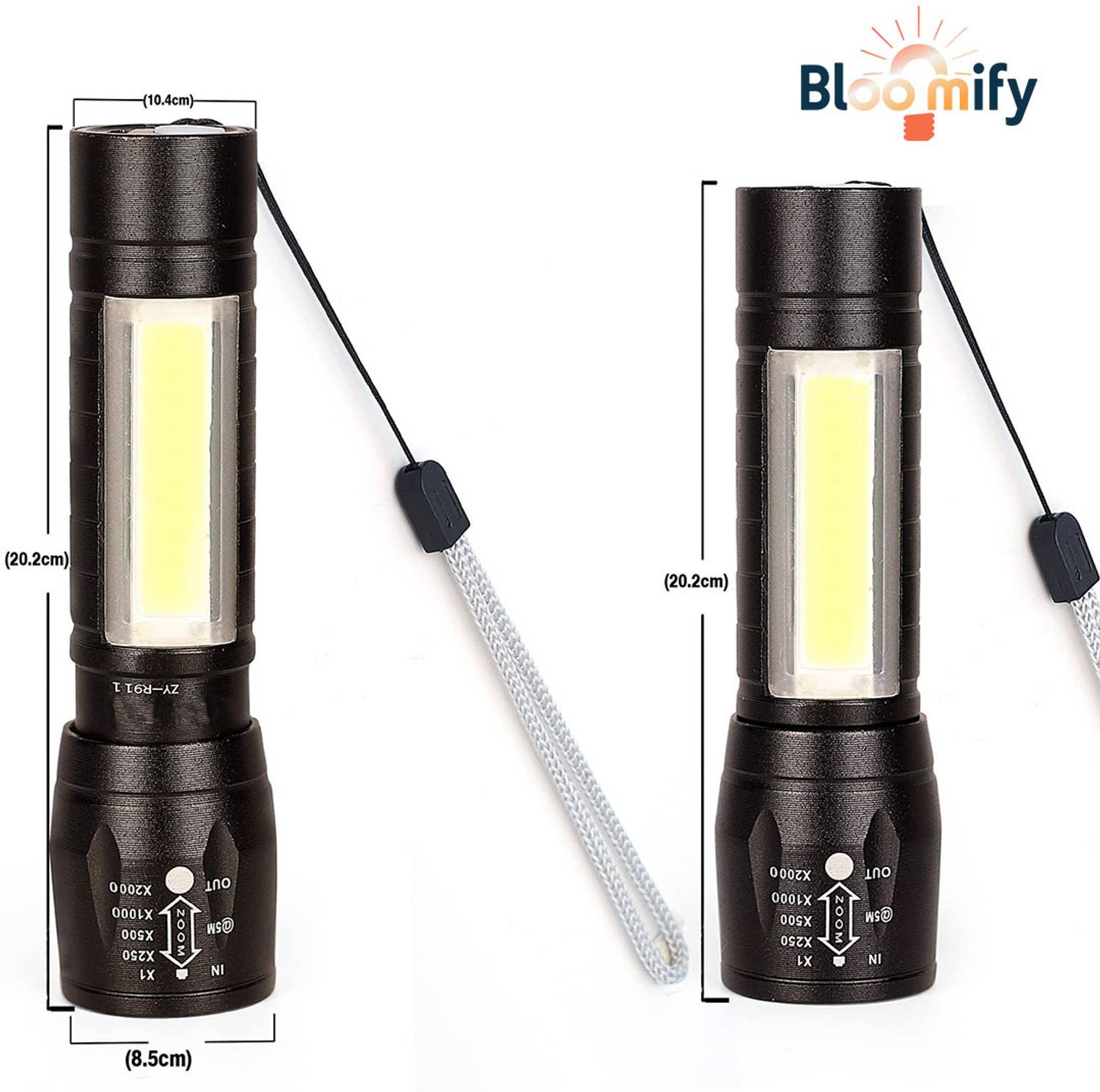 BloomiFy BMT-M2 Compact Waterproof Rechargeable Torch - Mini Metal Body Torch