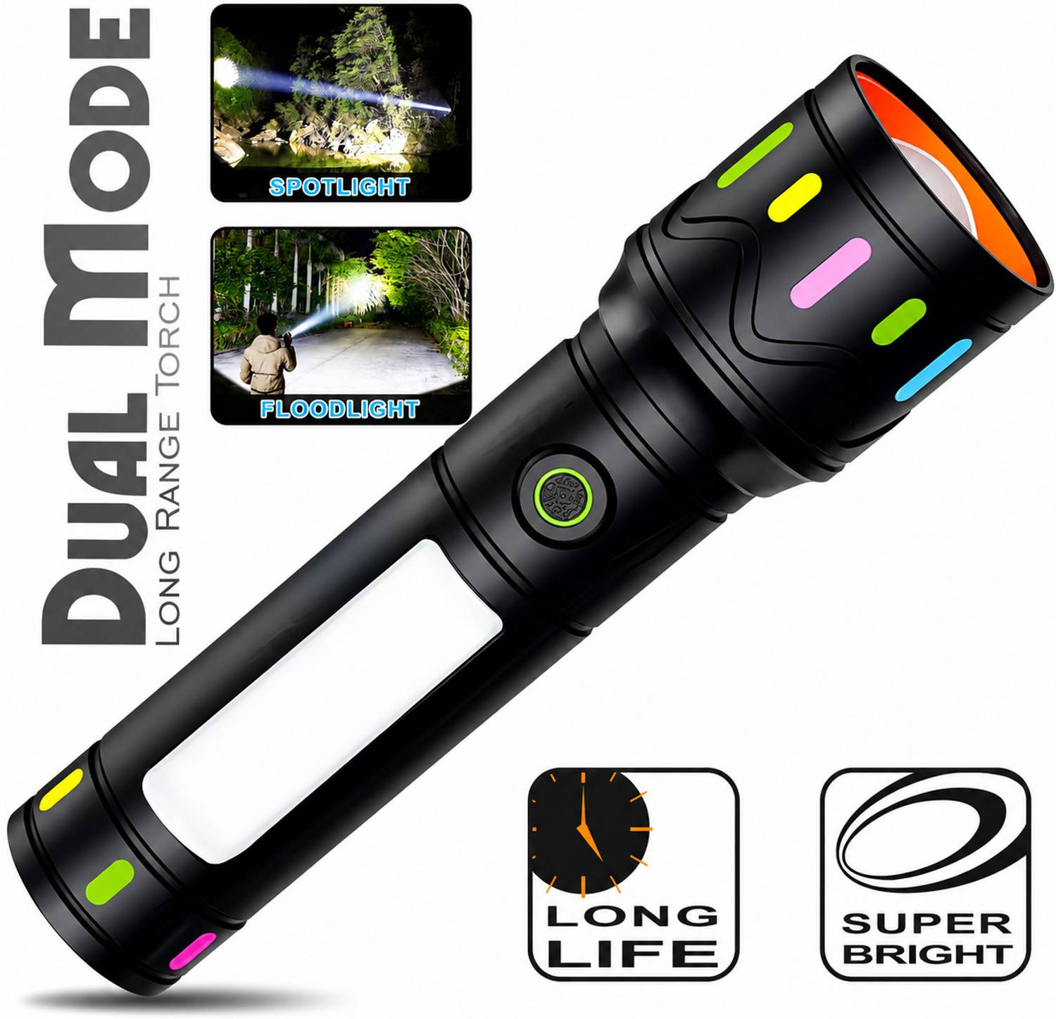 JMALL RL-M34 Heavy Duty LED Torch 100W Long Distance Super Bright Flashlight Torch