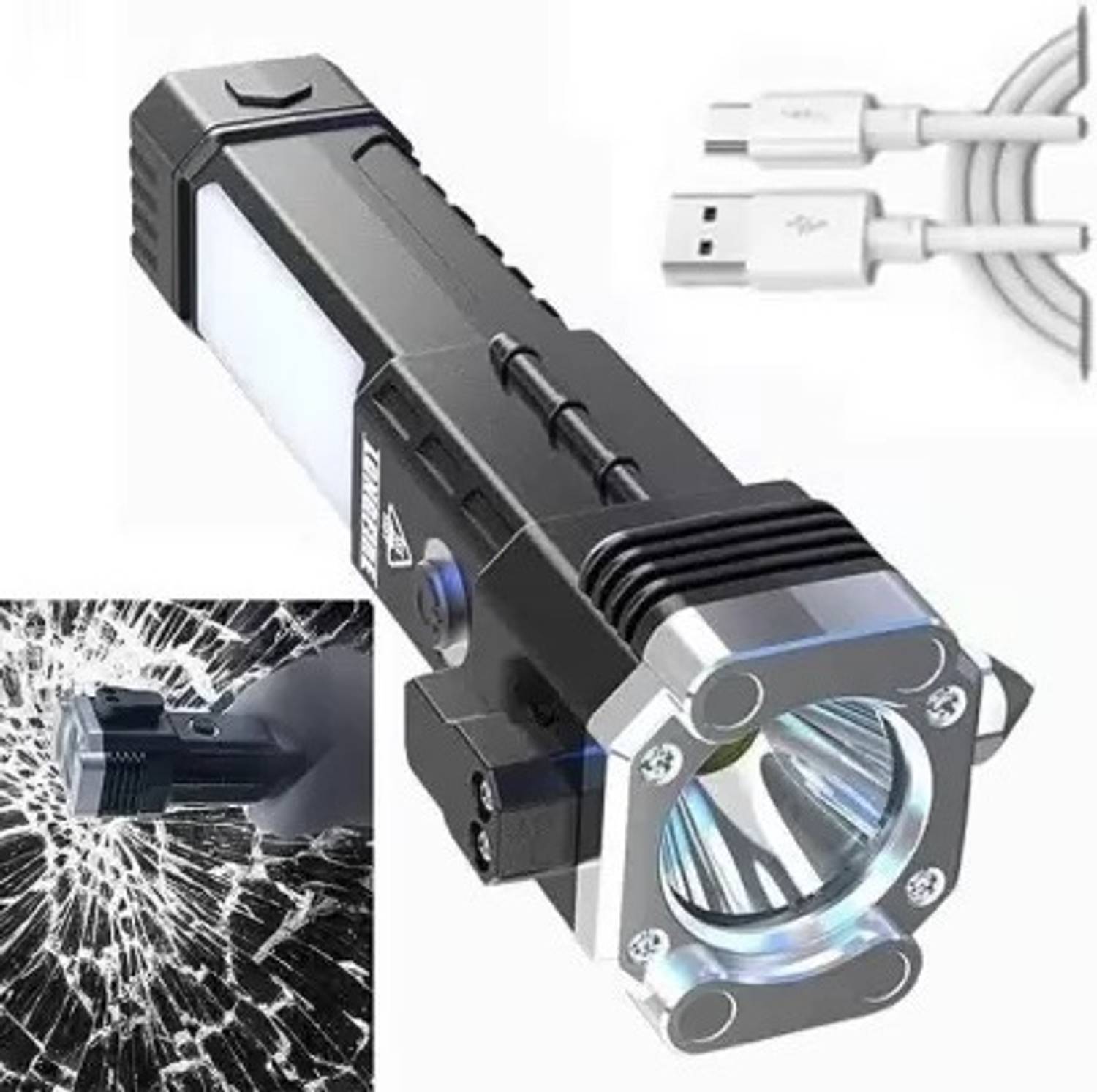 BSVR 4Modes LED Torch+Hammer+Seat Belt Cutter+Power Bank 50 Torch