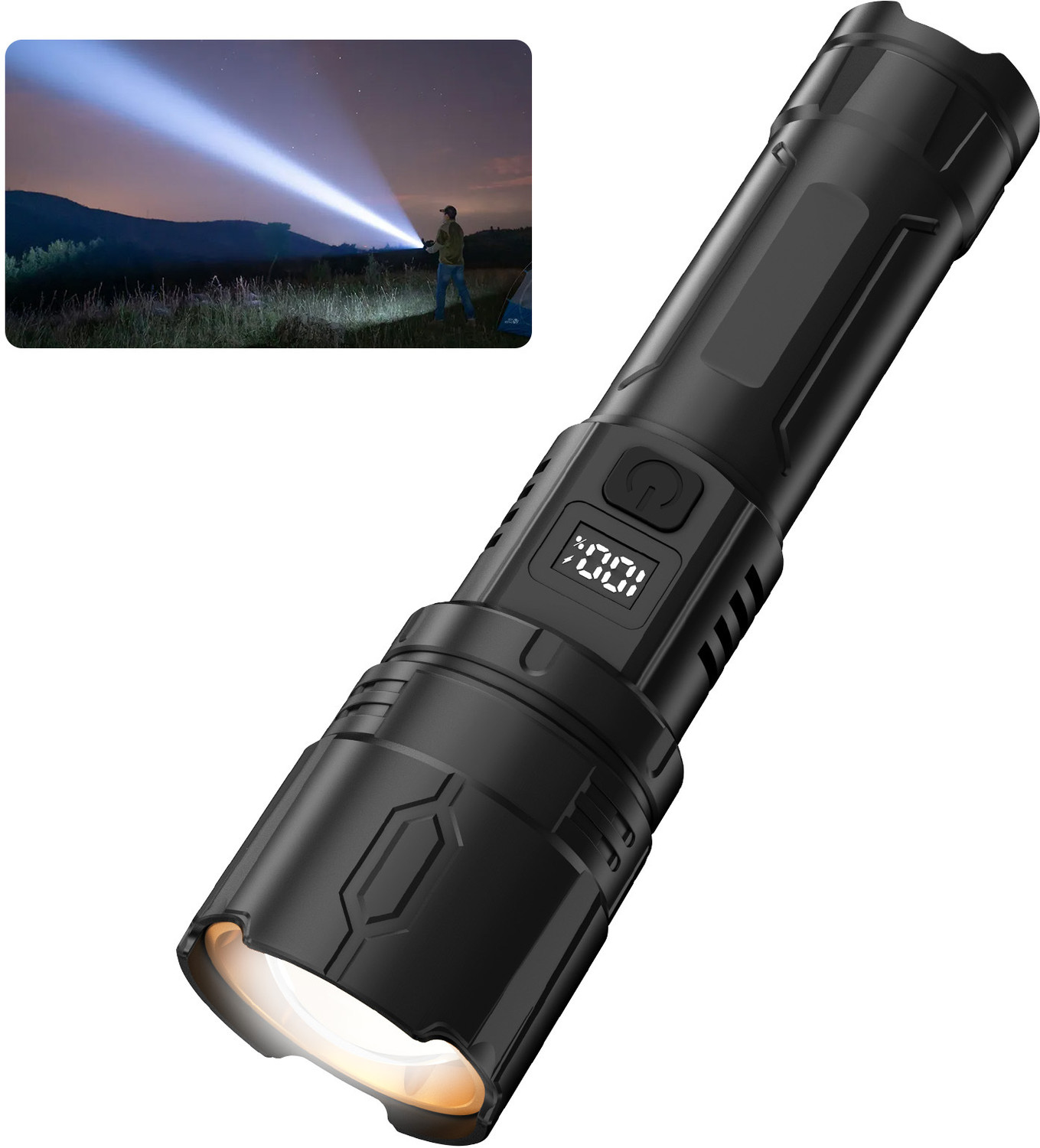 Image of UN1QUE 1800mAh LED Flashlight with 4 Light Modes & USB Output Port, Hand Light Torch