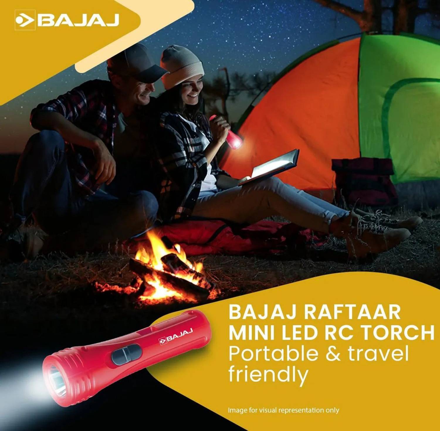 BAJAJ RAFTAAR MINI Rechargeable Led Torch ! Lithium Li-Ion Battery Powered Torch