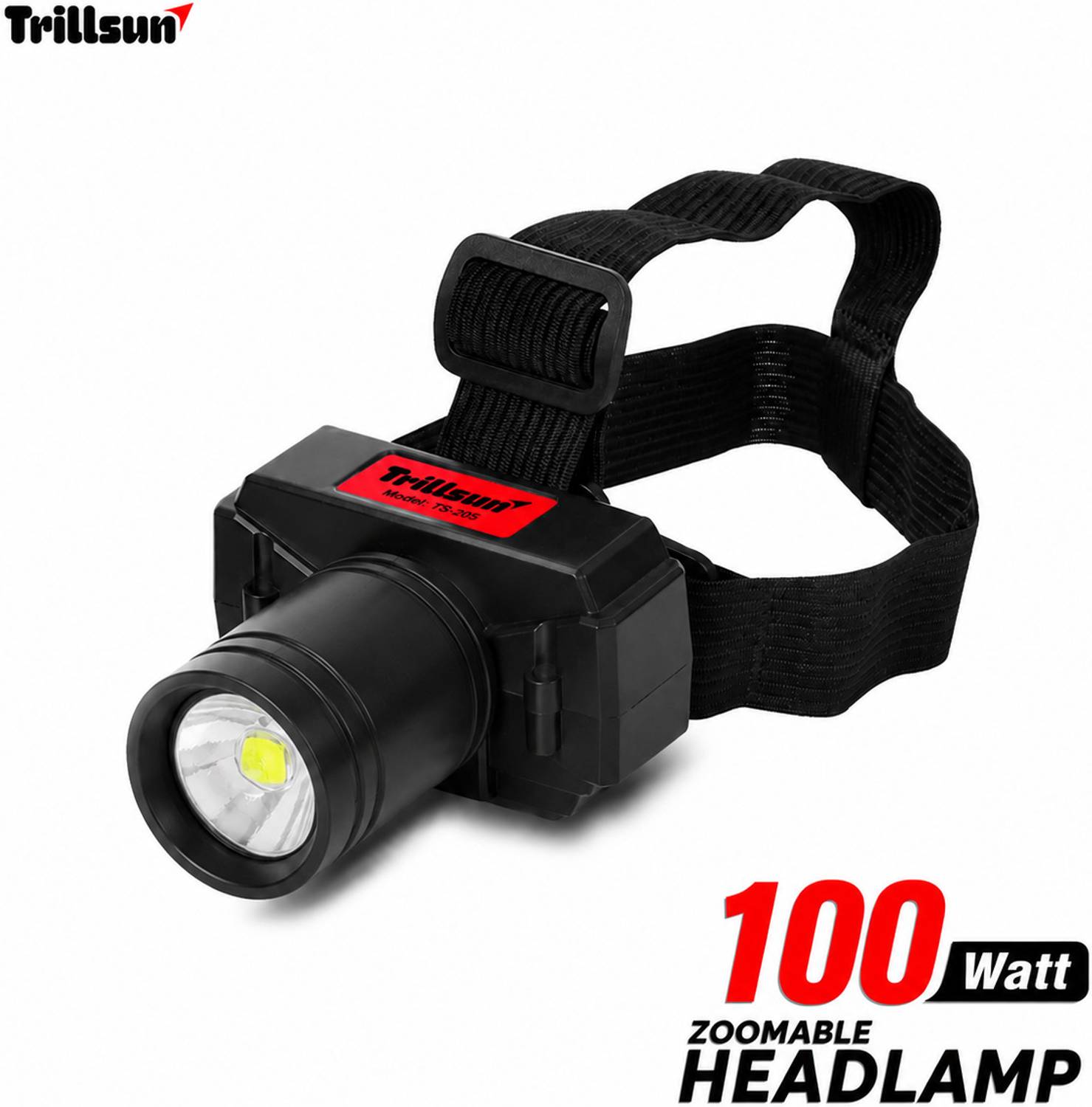 Trillsun Rechargeable Head Torch Flashlight Adjustable Zoom Headlamp Torch