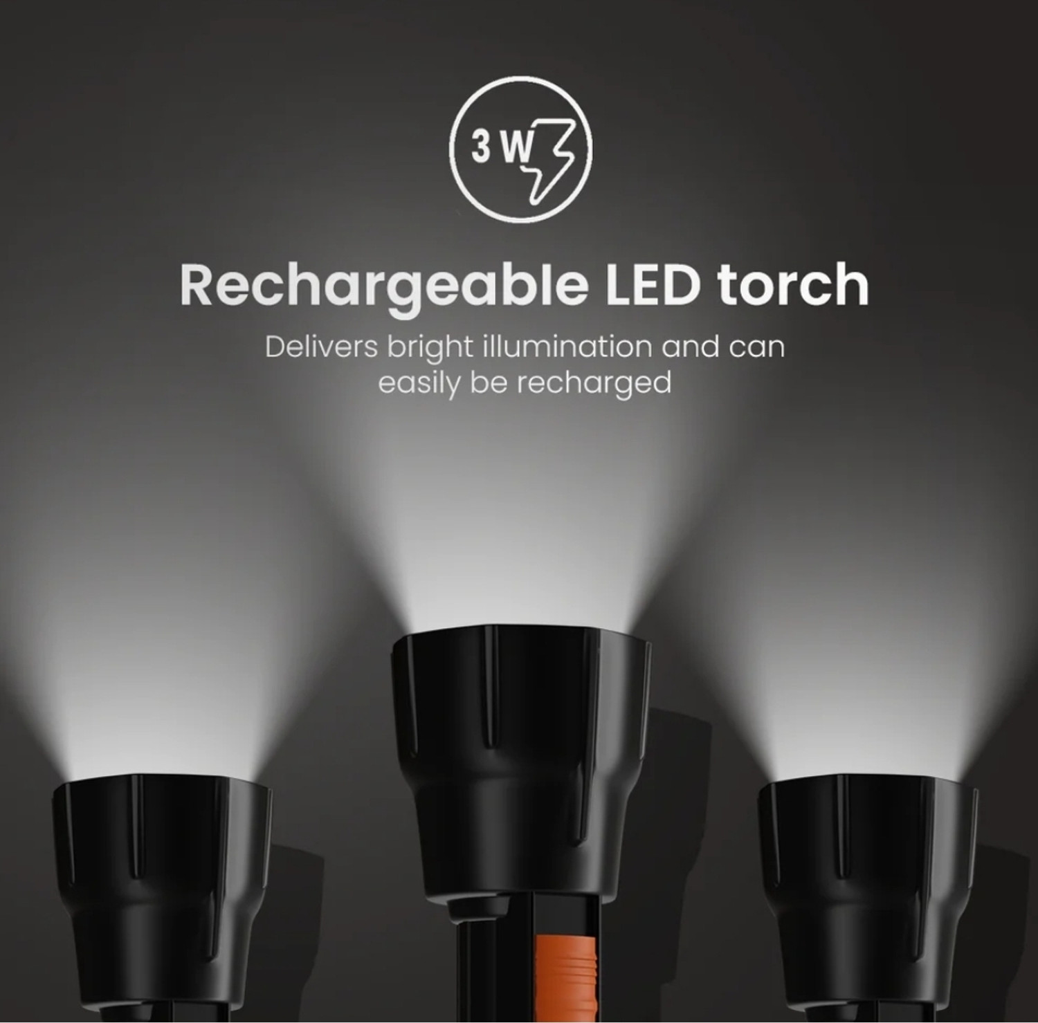 Image of Crompton Power ray Ranger pro 3watt led torch Torch (Black, 9 cm, Rechargeable)