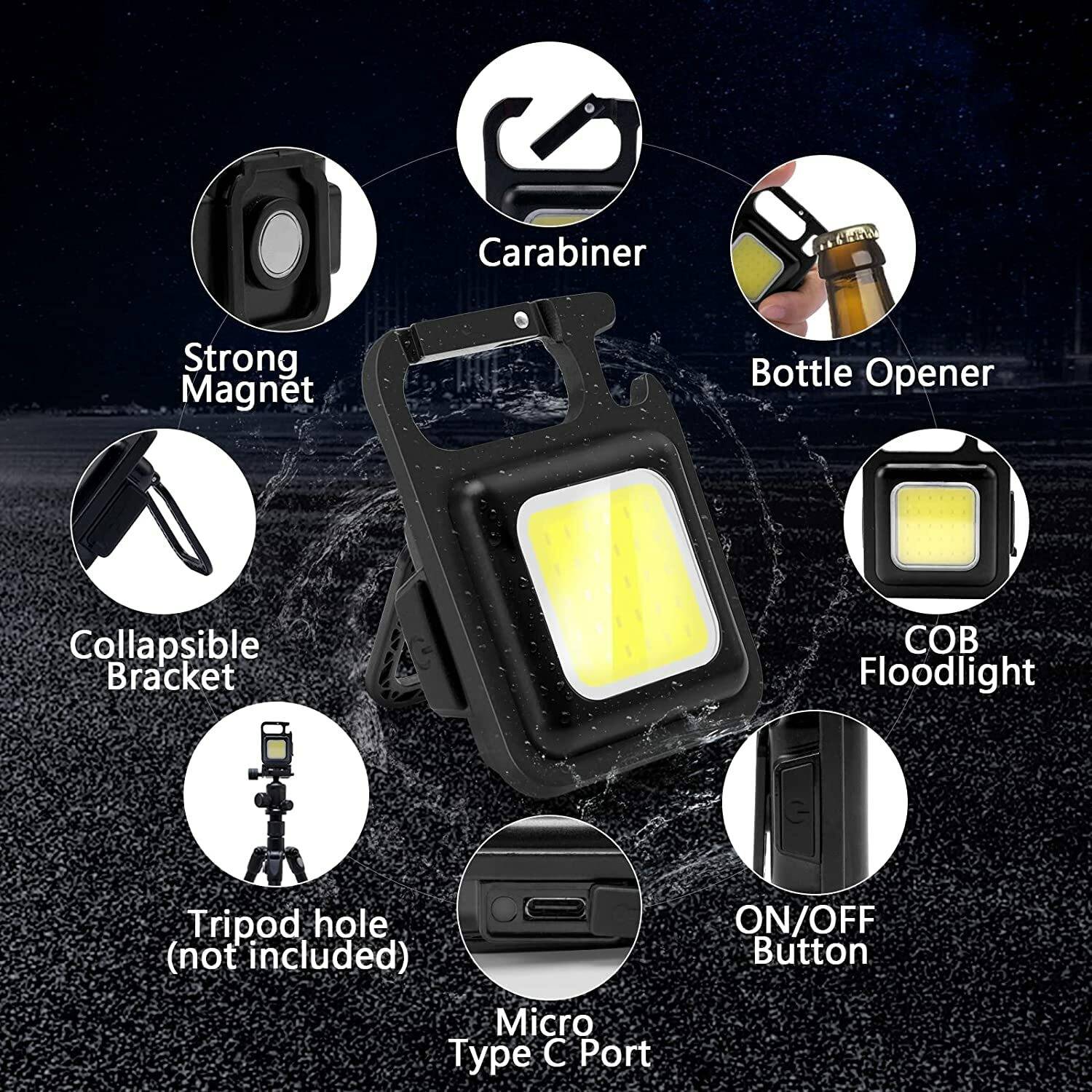 Everyonic LED Keychain Light Mini Cob Flashlight - Image 4