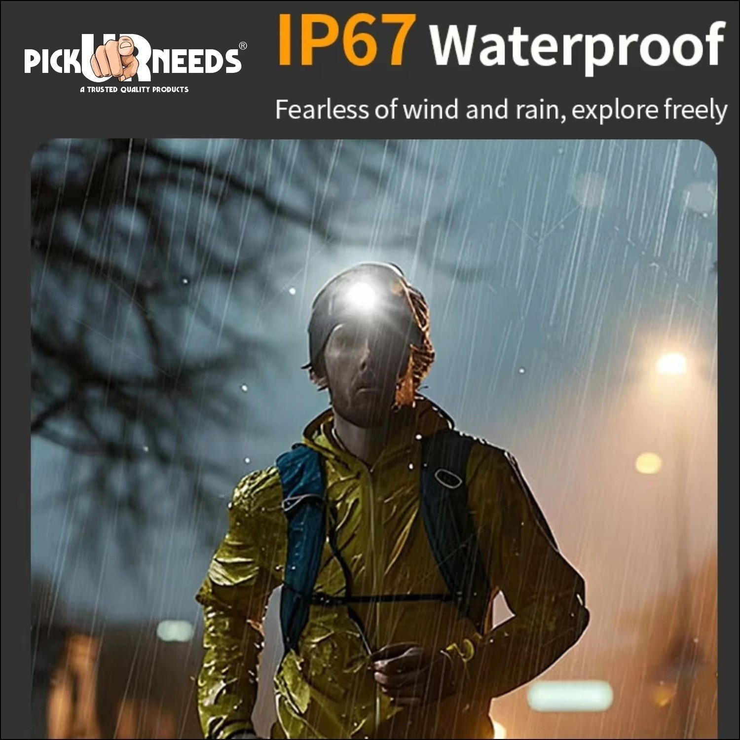 Image of Pick Ur Needs 150 Watt Laser Rechargeable Headlamp With 2400 mAh Lithium Battery Type C Charge Torch