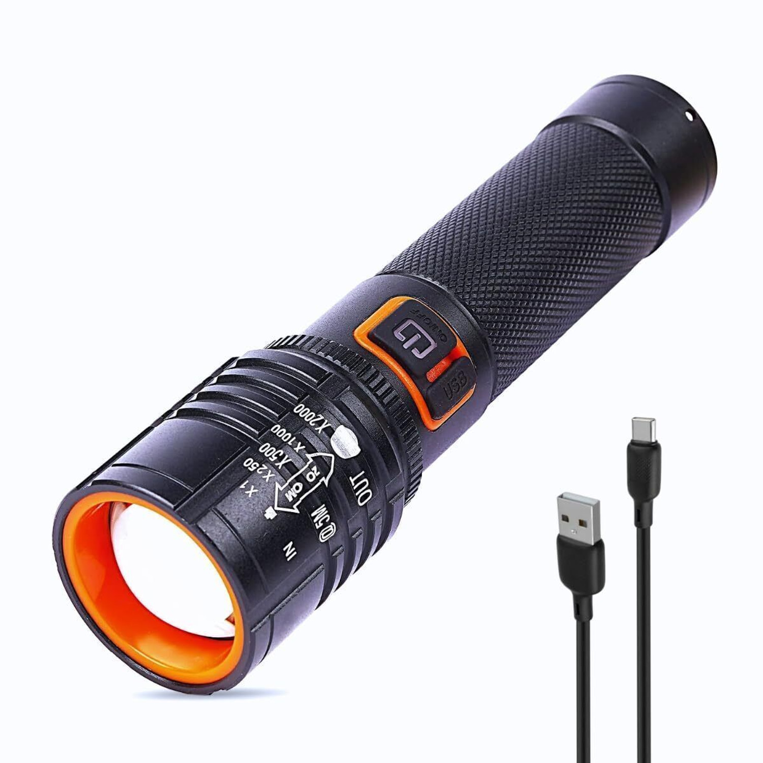 Image of WOZIT Metal Body, Telescopic Zoom, 3 Audjustable Modes, Lesar Flashlight Strong Beam Torch