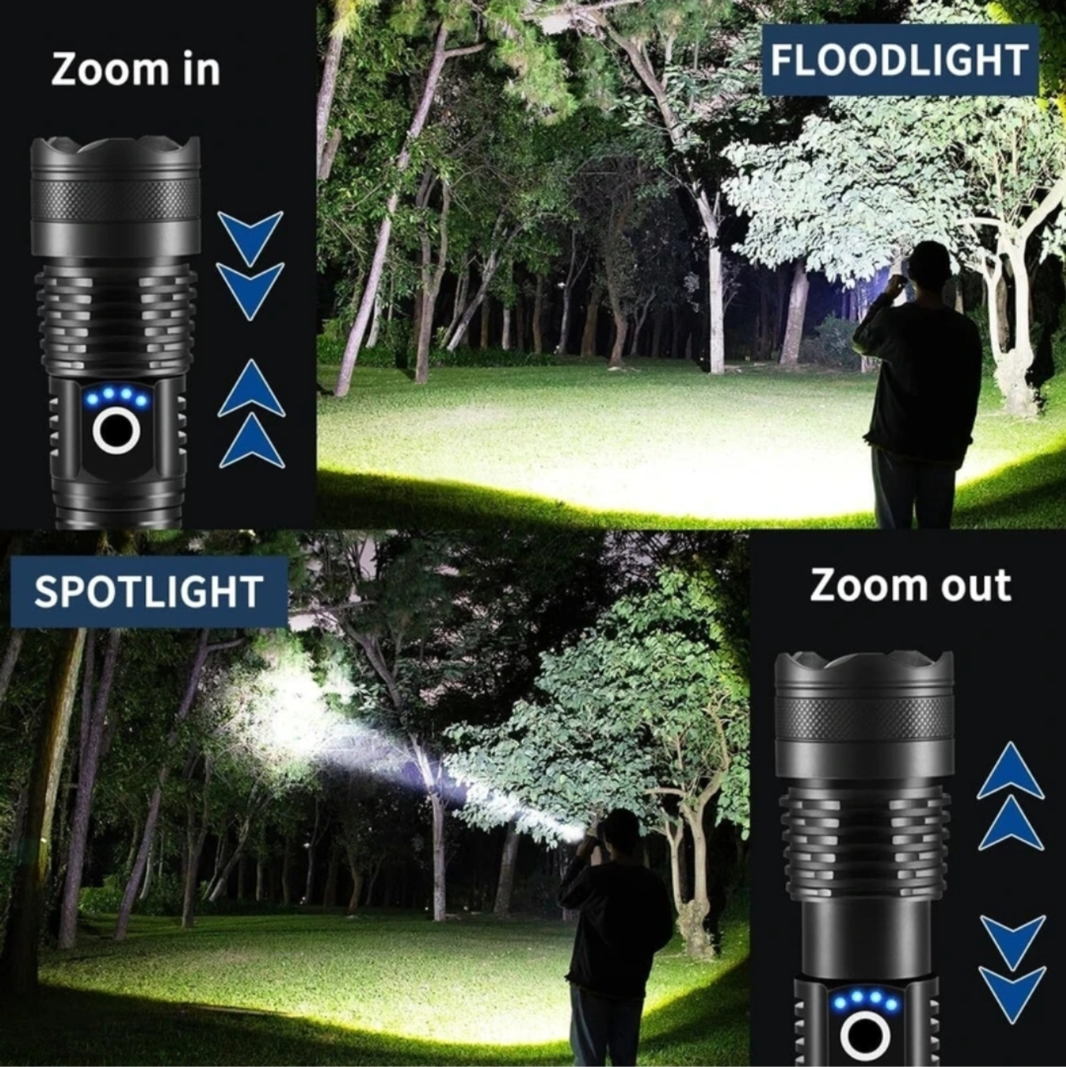 Image of MZ Zoomable Metal5 Modes Flashlight, Super Bright 50w Light TorchM. Torch