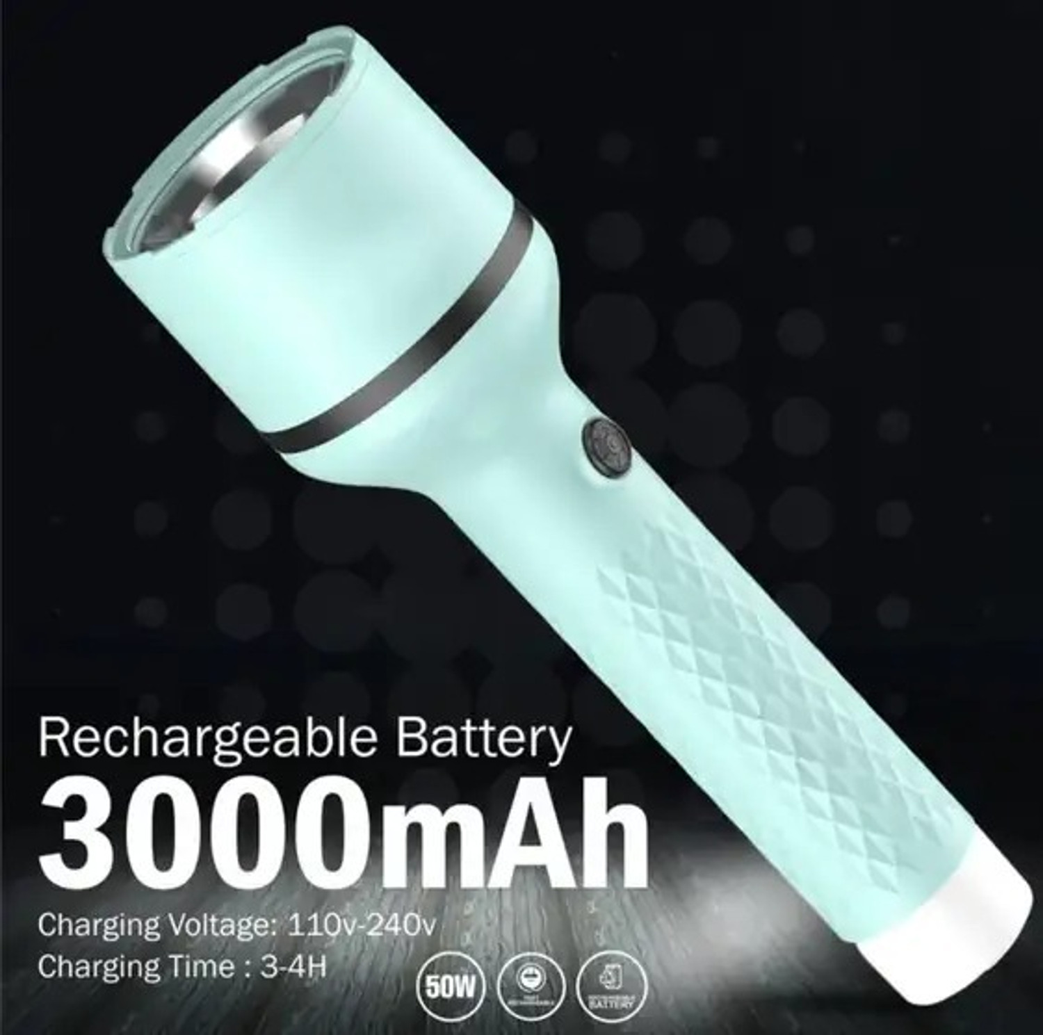 Image of CRENTILA Rechargeable 2 in 1 Long Distance Torch Up to 1 Km high power & Dual Battery S9, Torch