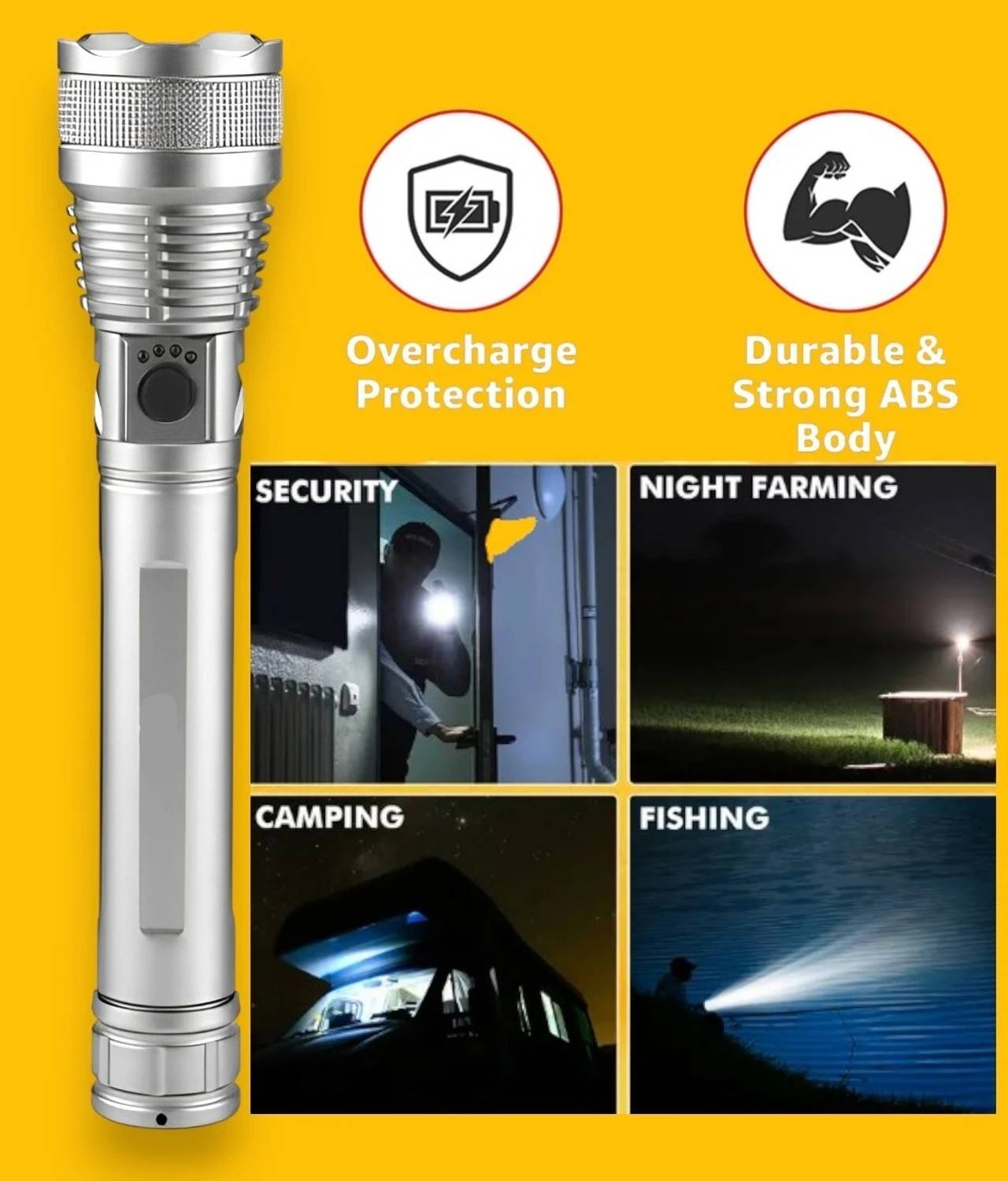 Ziddjeet X466 (ZOOMABLE METAL LED TORCH)5 Modes Flashlight, Super