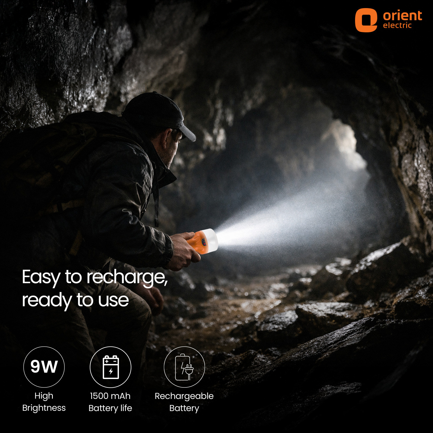Image of Orient Electric 9W BeamX Portable LED Bulb with Torch