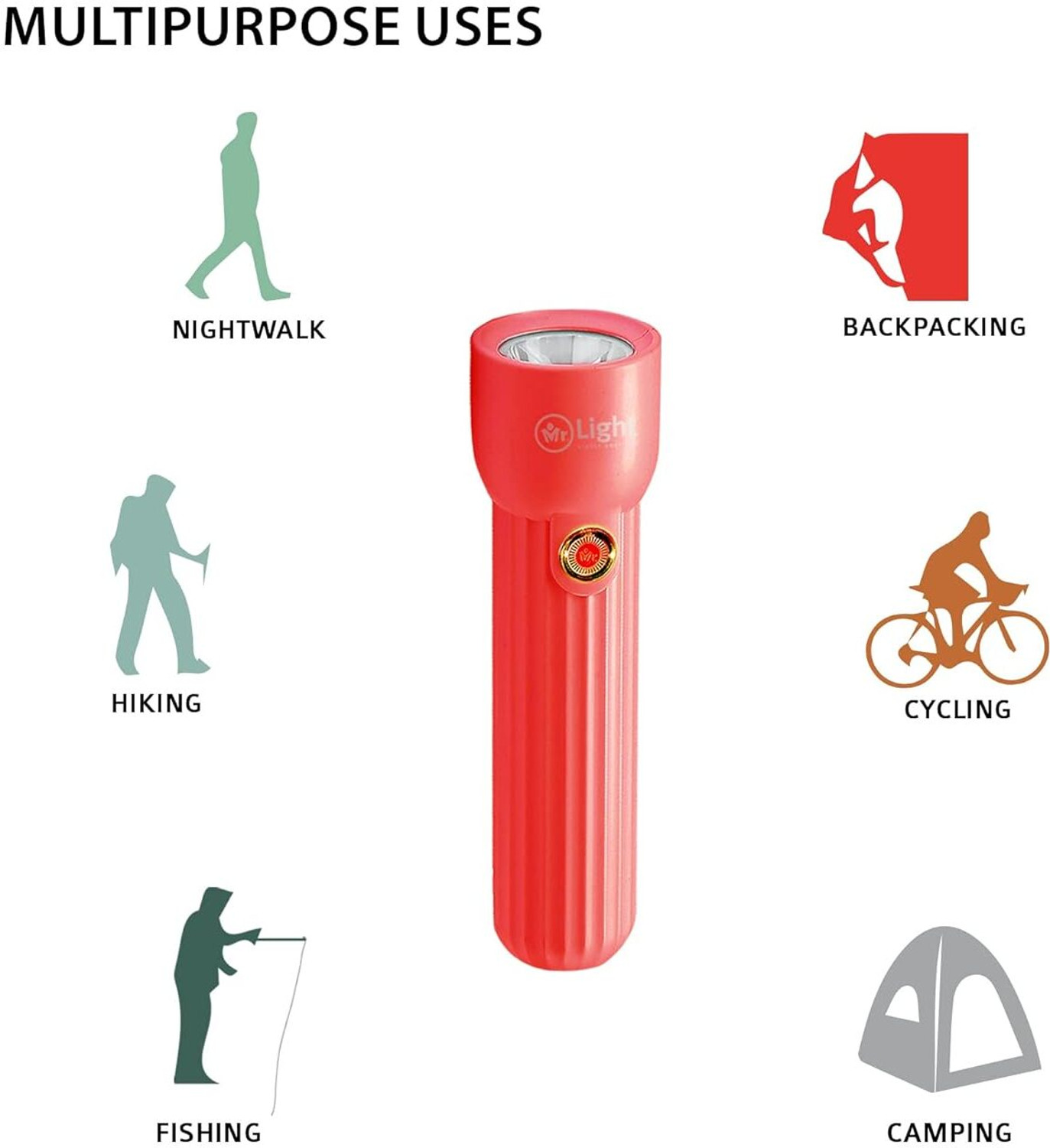 Image of Mr.Light Rechargeable LED Pocket Flashlight|High Lumens|Type-C|Dimmable & 3 Mode|MRGD001 Torch