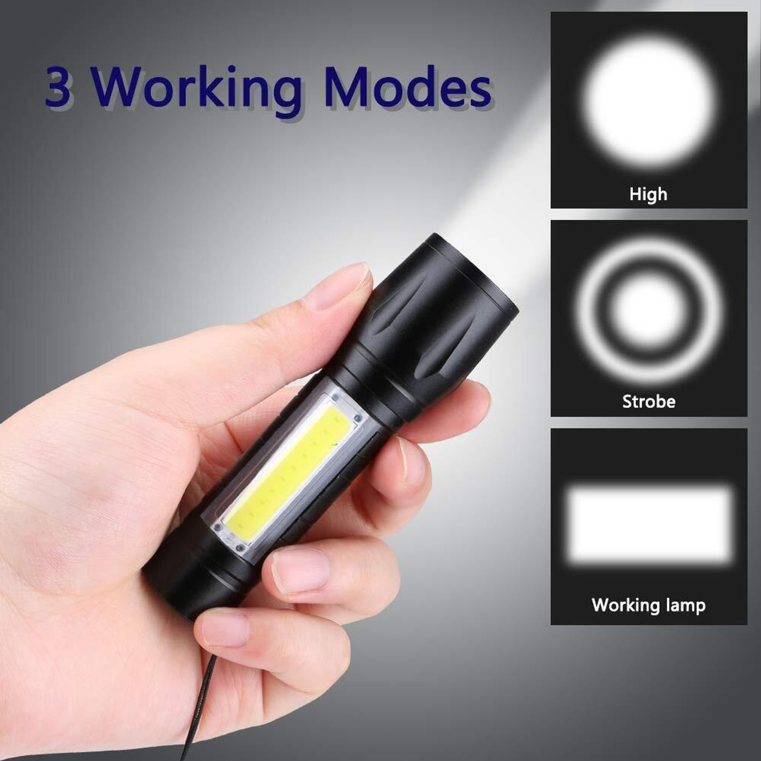 Image of Aubade Combo Pack - 2 in 1 Rechargeable Torch Light Set with Powerful LED Beam Torch