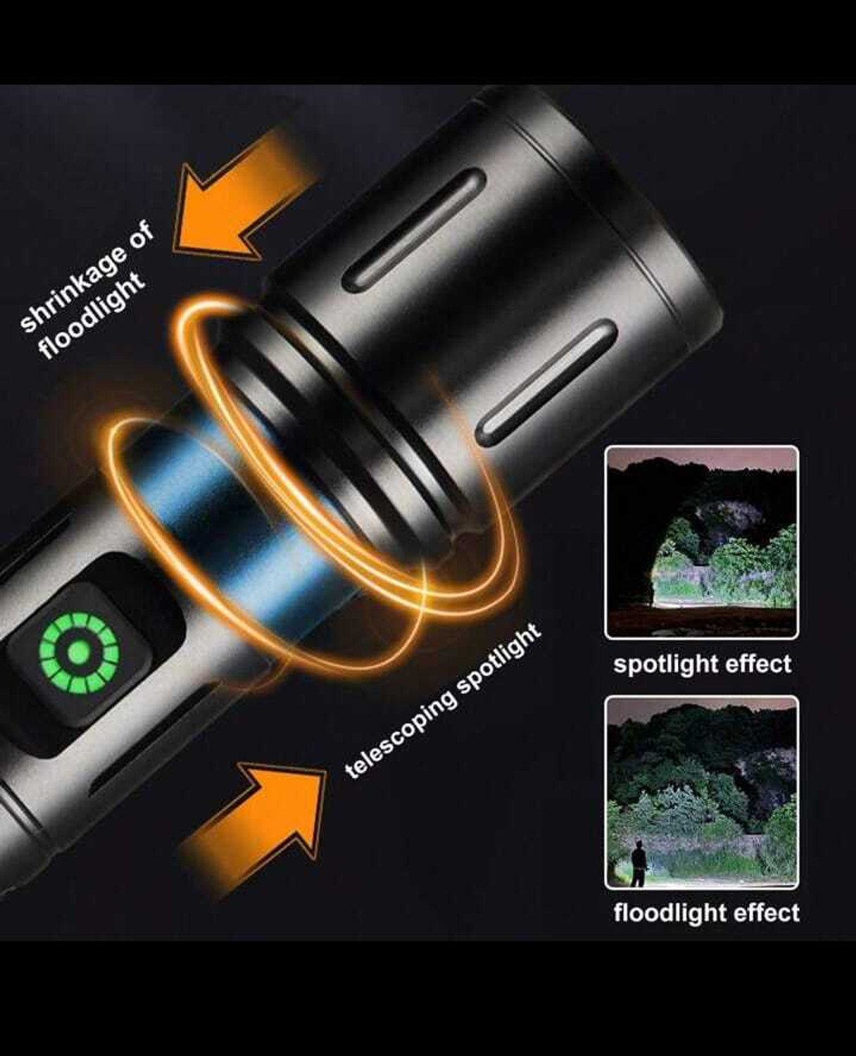 Image of TANSHA 603 Zoomable Metal 5 Modes Flashlight, Super Bright Cree T6 Led Light Torch Torch