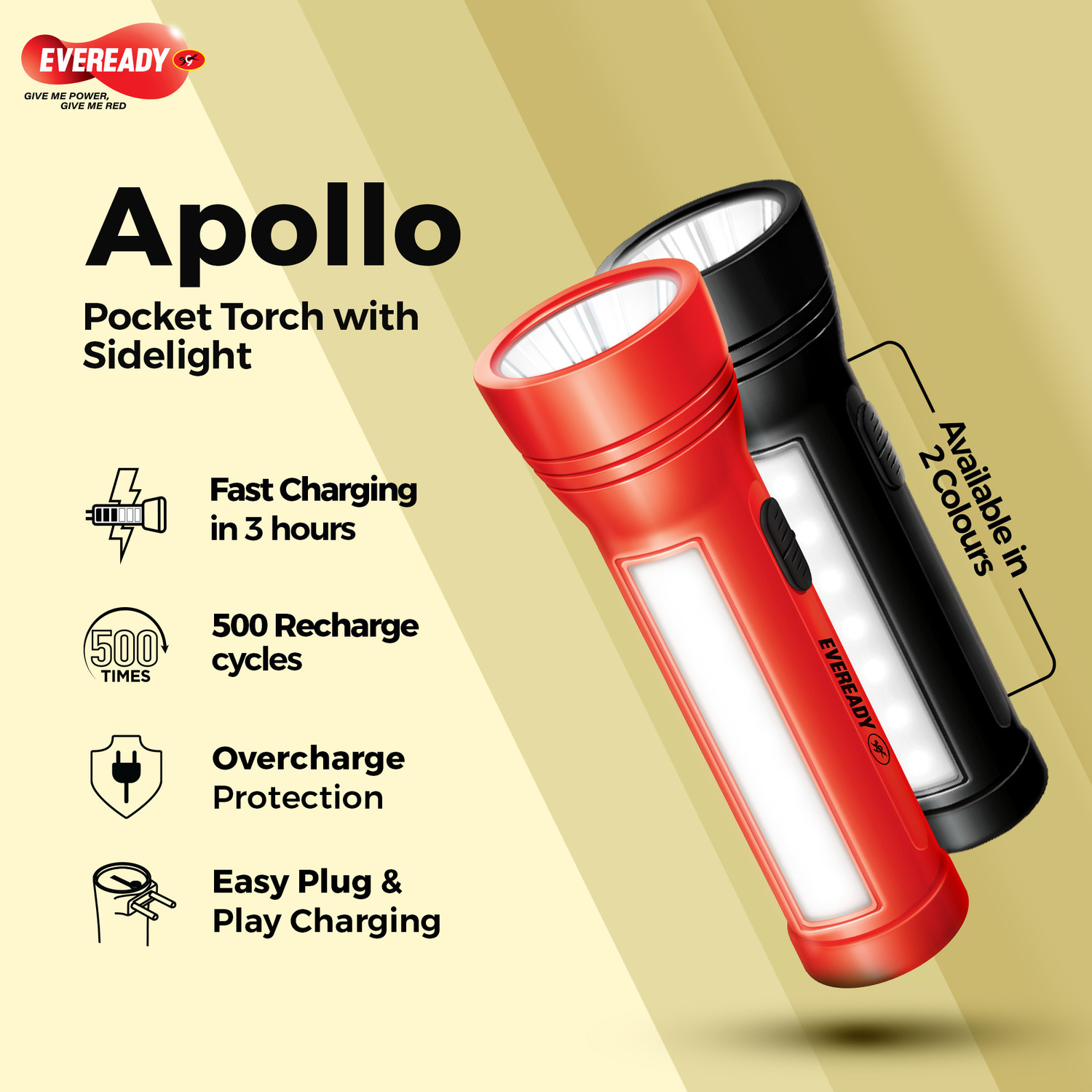 Image of EVEREADY Apollo DL 20 1W LED Torch with Side Light Torch