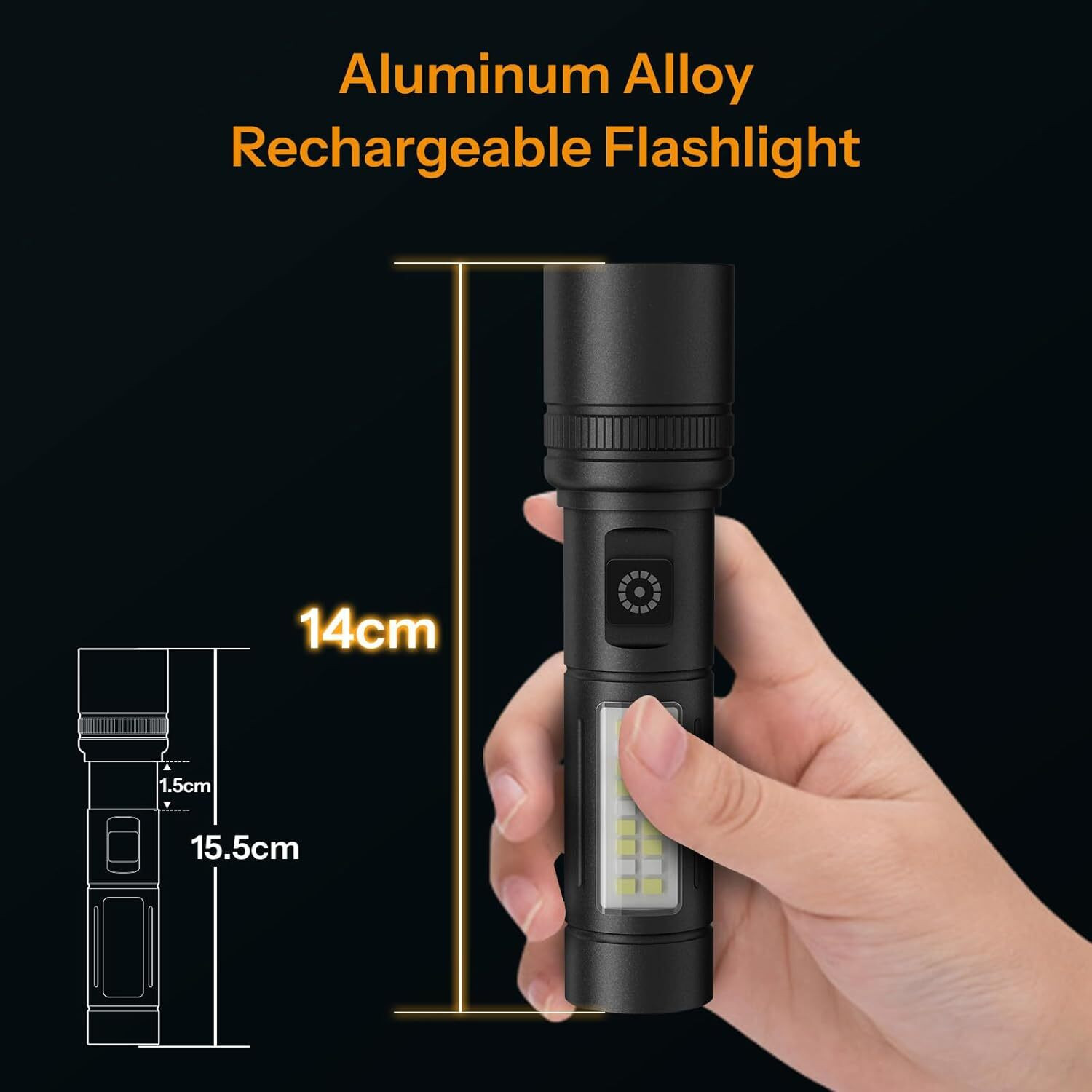 Image of MOMENTIME 1500mAh Super Bright LED Flashlight, 1000 Lumens, 6 Light Modes Torch Torch