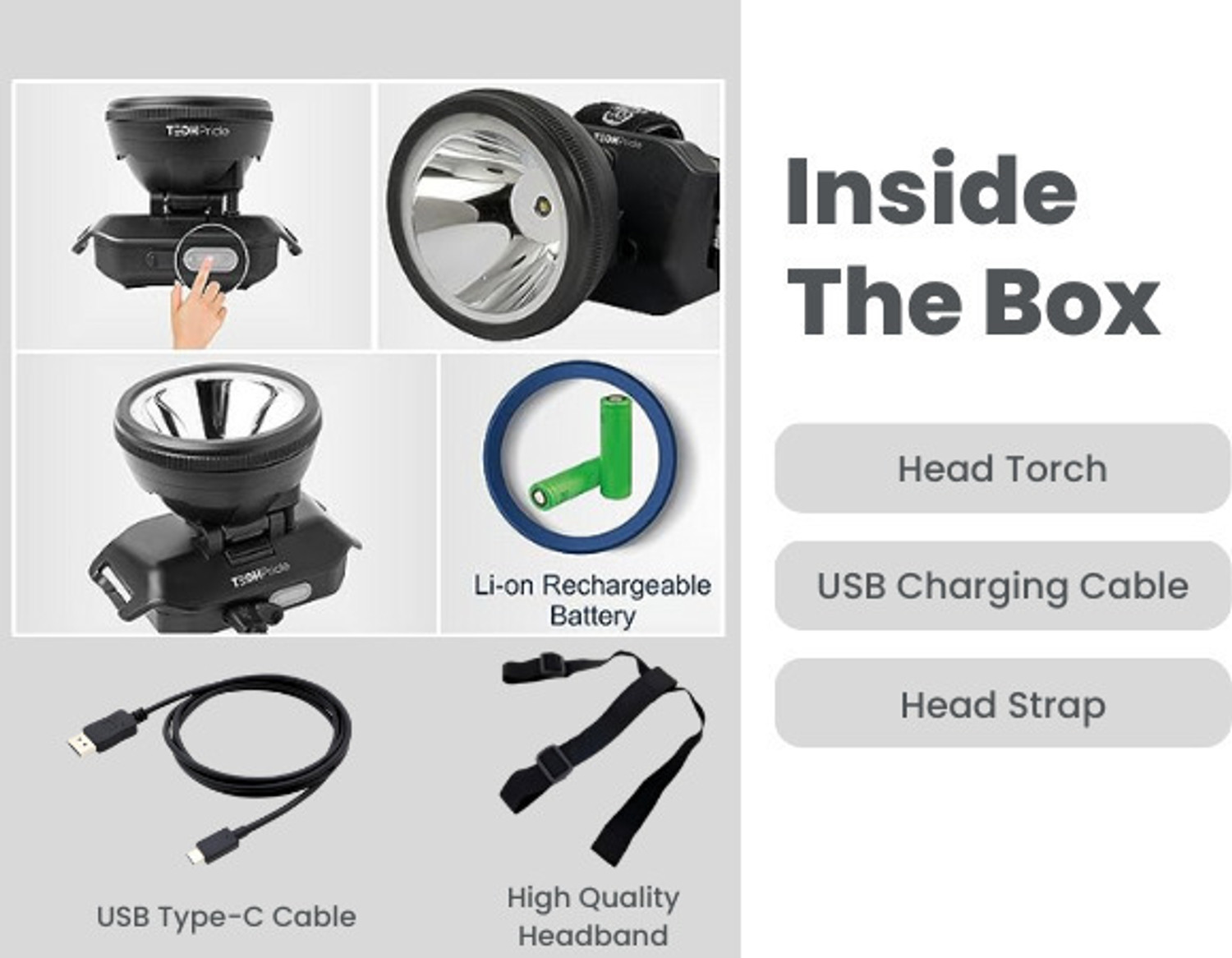Image of TechPride LED Head light for farmers Camping Hiking Trekking Cycling caving Fishing Torch