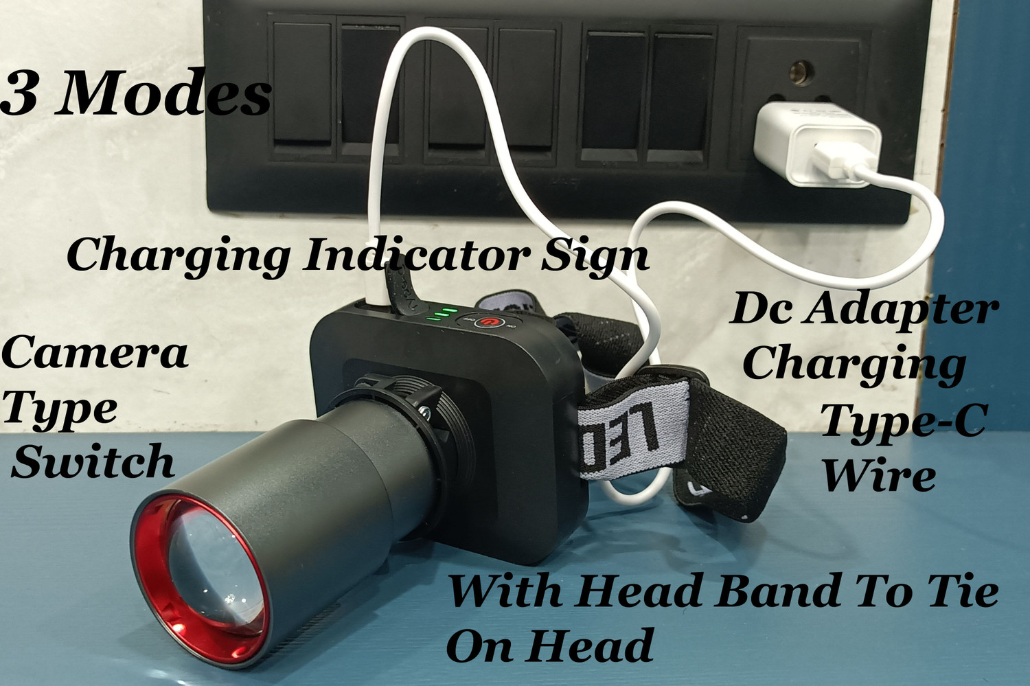 Image of MNT Sales 200 W Head Light With 2 Km Long Range,3 Modes & Power Zoom Function 10 hrs Torch Emergency Light