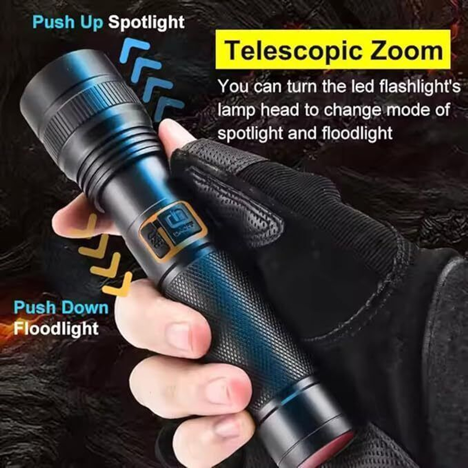Image of WOZIT Metal Body, Telescopic Zoom, 3 Audjustable Modes, Lesar Flashlight Strong Beam Torch