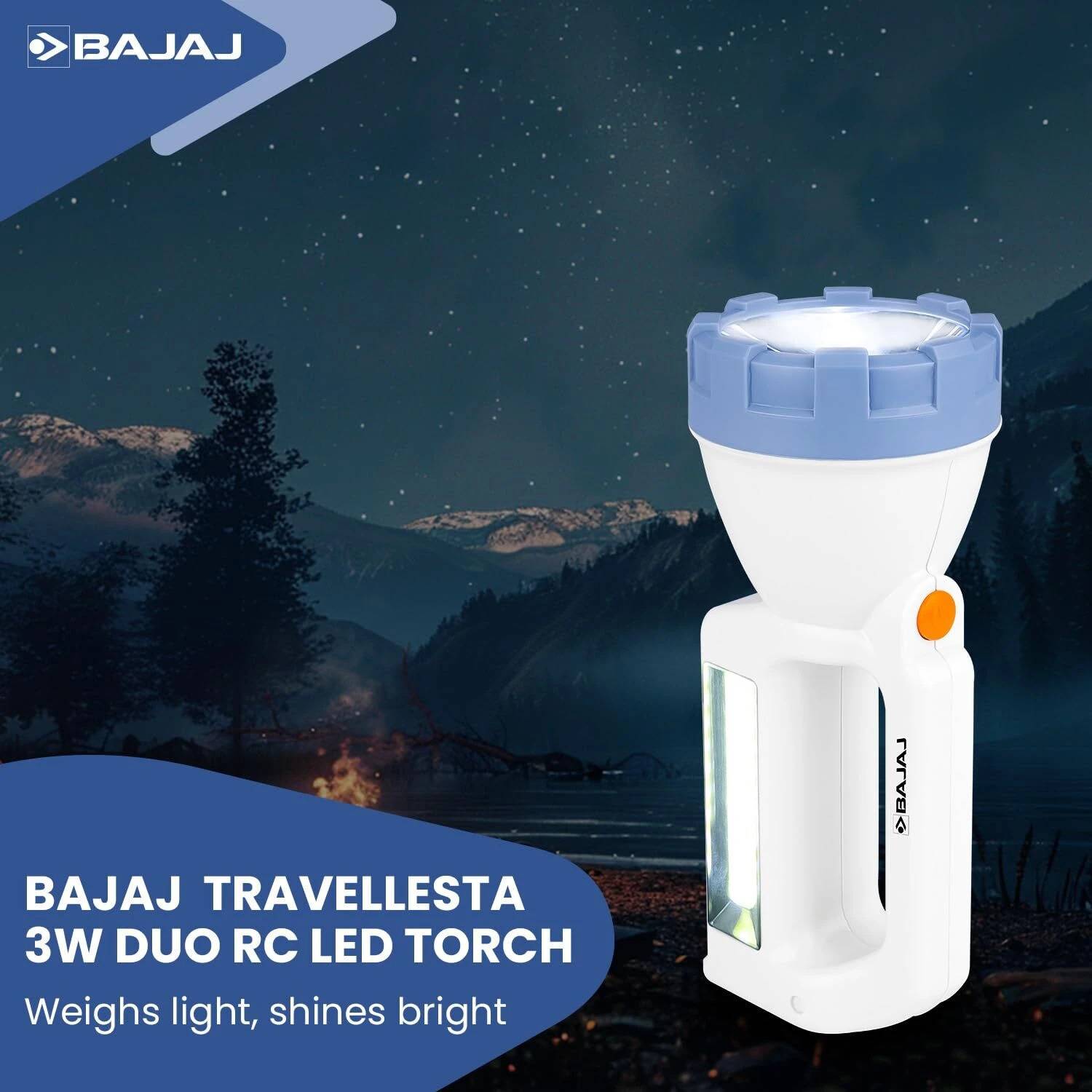 BAJAJ Travellesta 3W LED Torch ! Dual Lighting ! USB C-Type